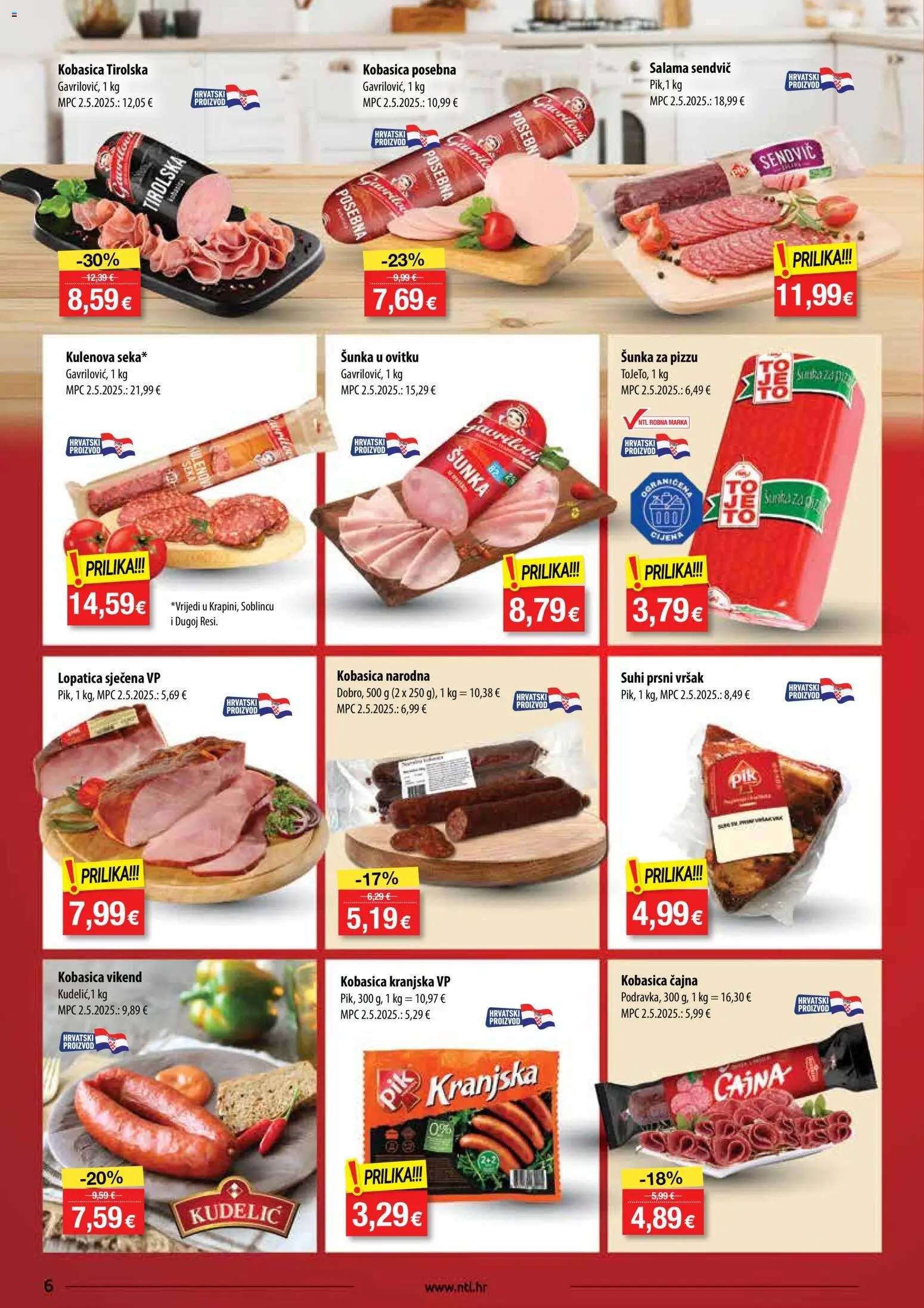 NTL katalog | vrijedi od 28.01.2026 | Stranica: 6 | Proizvodi: Salama, Šunka, Kobasica, Lopatica