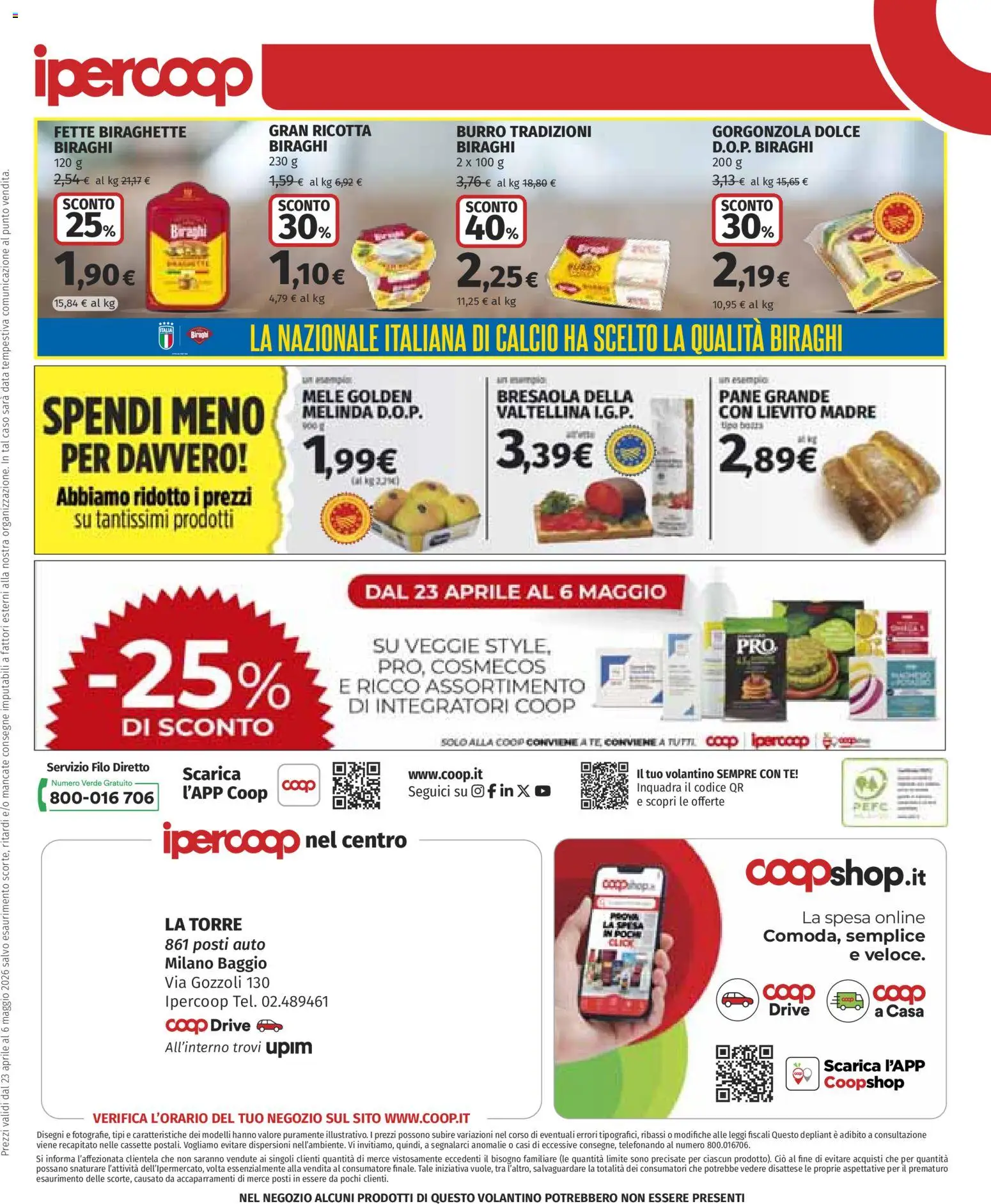 Volantino Ipercoop del 23.04.2026 | Pagina: 43 | Prodotti: Pane, Data, Ricotta, Gorgonzola