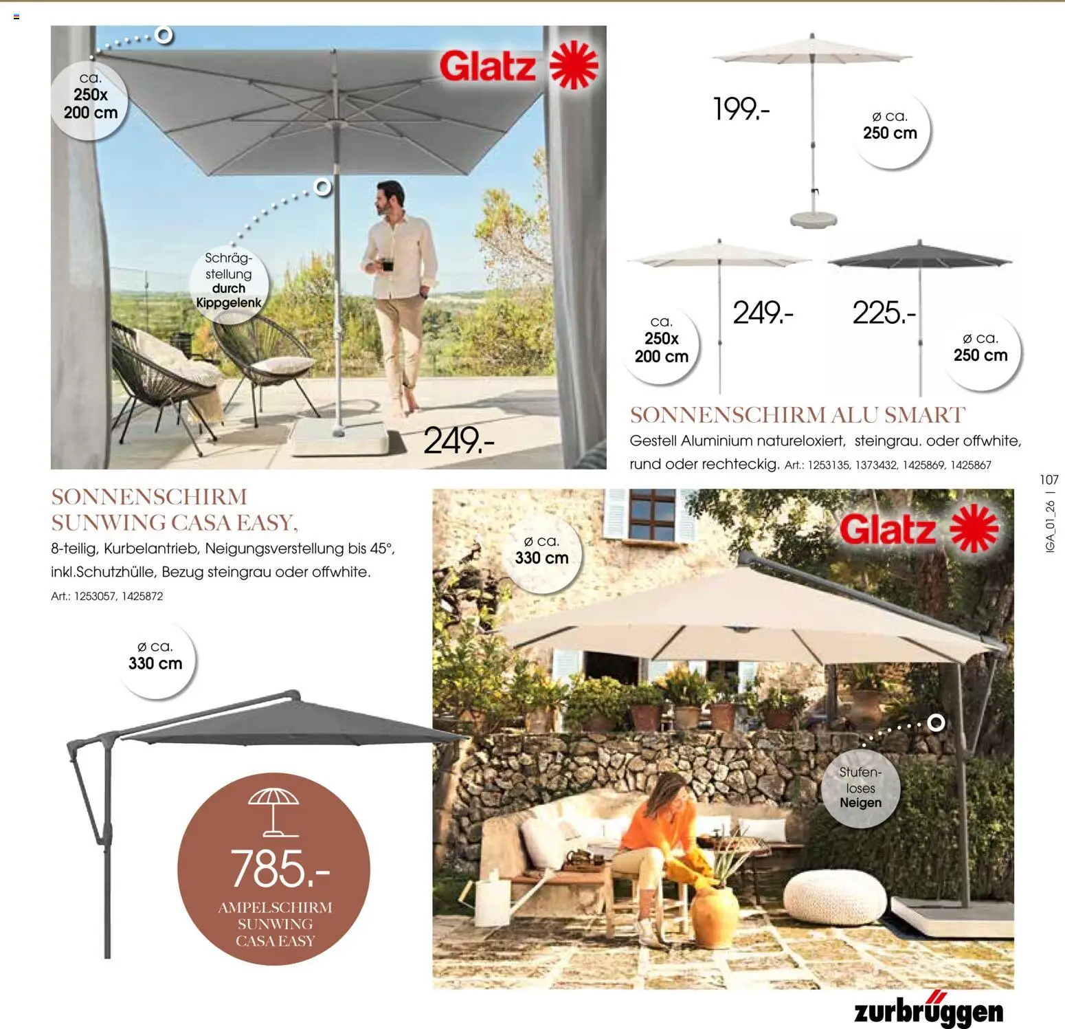 Zurbrüggen Sommer 2026 – gültig ab 19.03.2026 | Seite: 107 | Produkte: Sonnenschirm