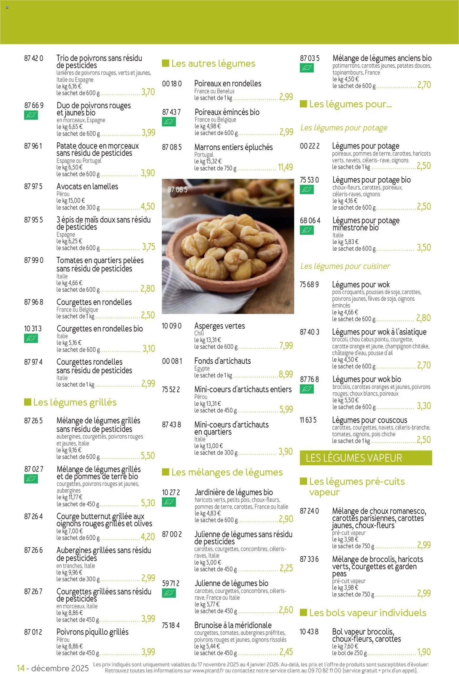 {H1} | Page: 14 | Produits: Carottes, Jardinière, Pois chiche, Oranges