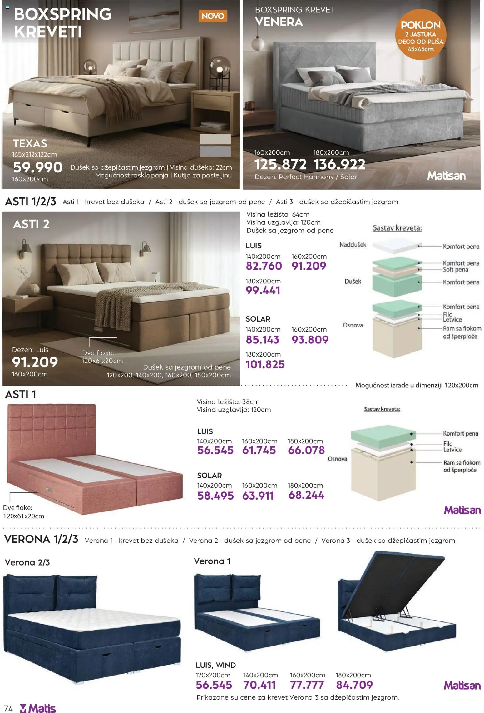 Matis katalog - važi od 01.04.2026 | Strana: 74 | Proizvode: Krevet, Dušek, Kutija
