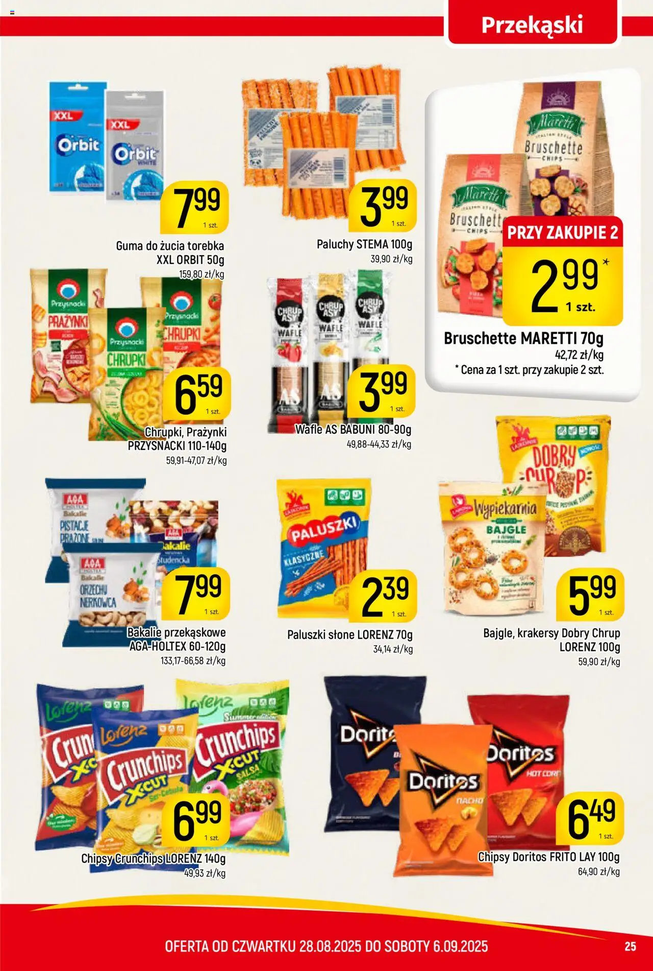Piotruś Pan Gazetka od 28.08.2025 | Strona: 25 | Produkty: Torebka, Wafle, Paluszki, Krakersy