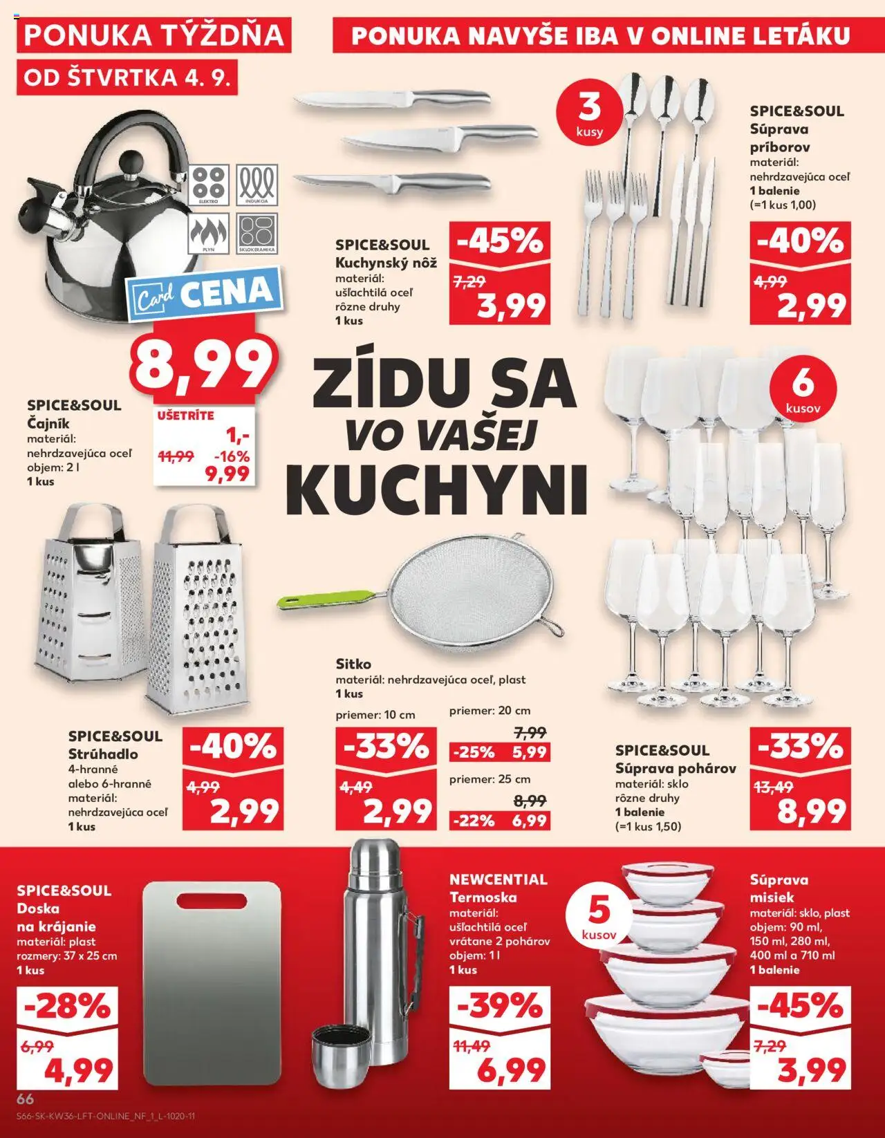 Nové Kaufland akcie – leták je platný od 04.09.2025 | Strana: 66 | Produkty: Indukcia, Strúhadlo