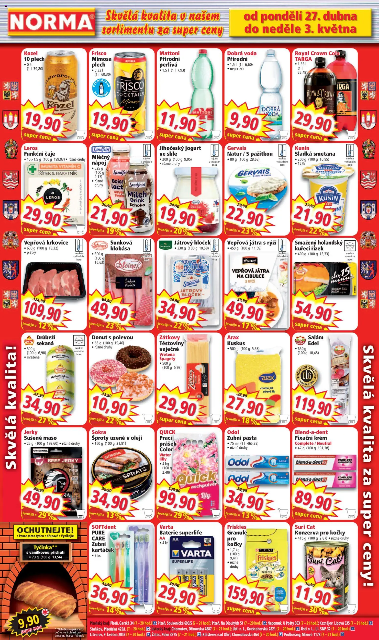 Norma leták od 27.04.2026 | Strana: 6 | Produkty: Dobrá voda, Donut, Salám, Maso