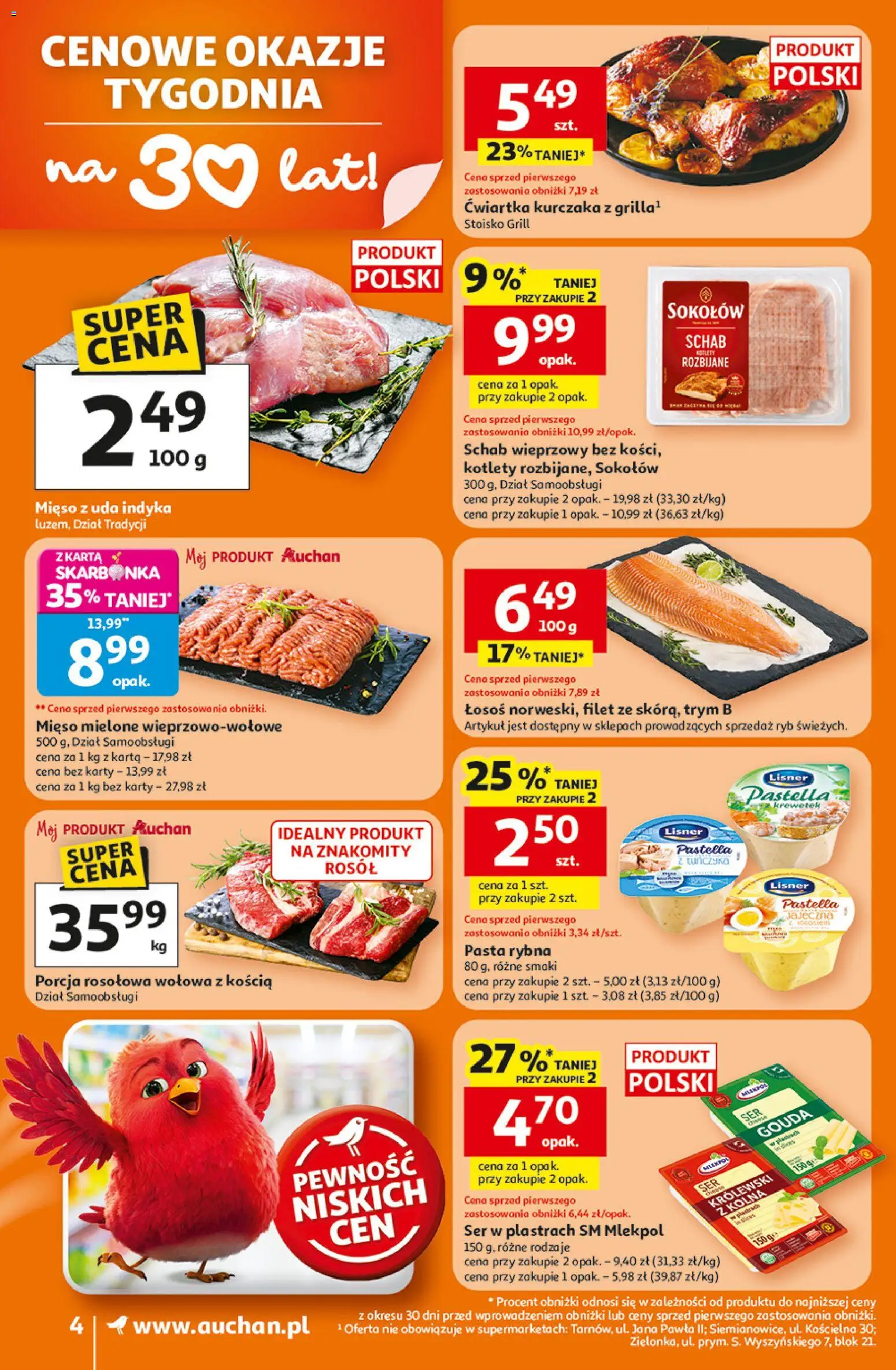 Auchan Gazetka od 15.01.2026 | Strona: 4 | Produkty: Mięso, Mięso mielone, Łosoś, Kotlety