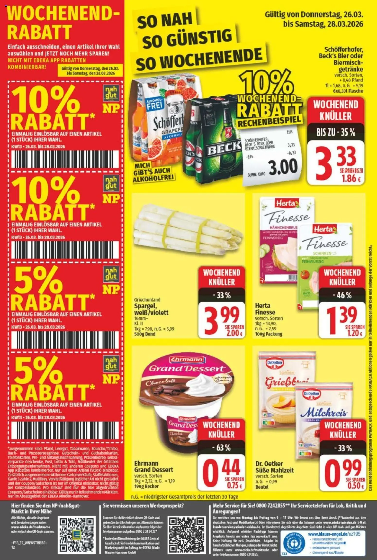 NP Discount Prospekt – gültig ab 23.03.2026 | Seite: 12 | Produkte: Bier, Schinken, Herta finesse