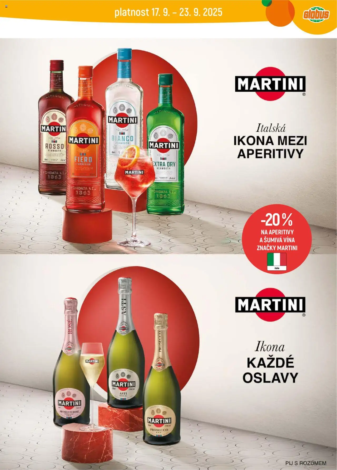 Globus leták - Opava od 17.09.2025 | Strana: 23 | Produkty: Prosecco, Martini, Martini asti, Prosecco rosé