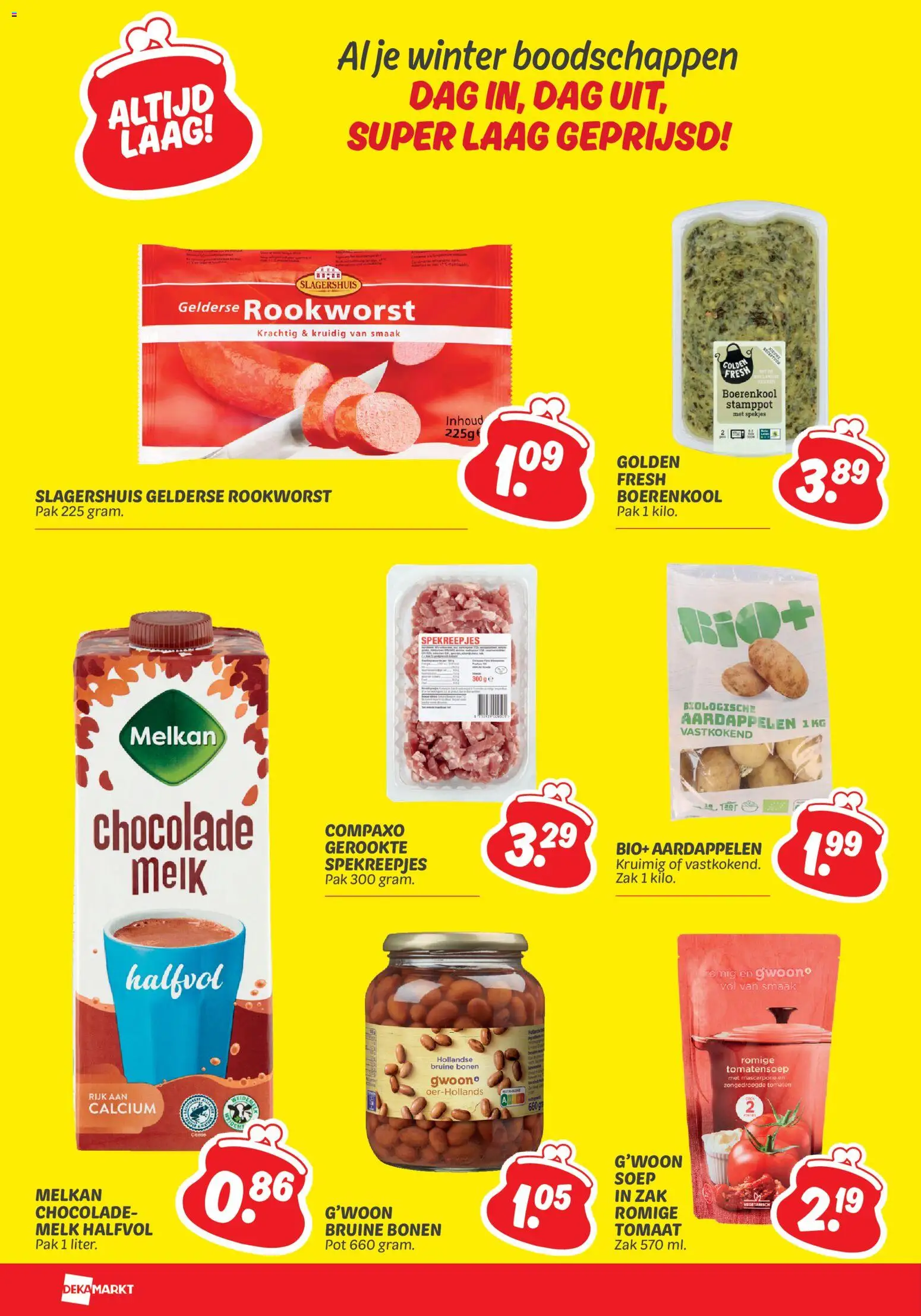 {H1} | Pagina: 18 | Producten: Tomaat, Melk, Pot, Zak