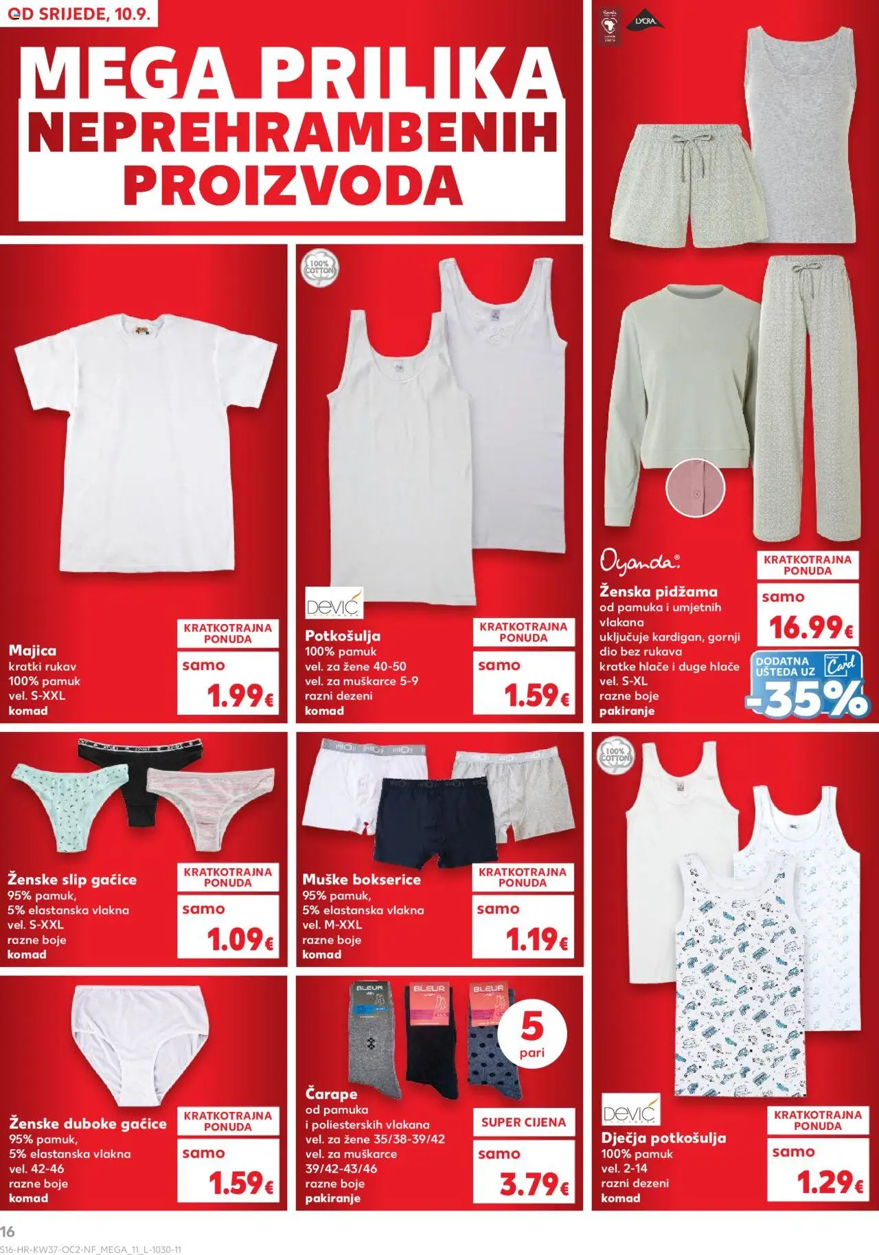 Kaufland katalog | vrijedi od 10.09.2025 | Stranica: 16 | Proizvodi: Majica, Hlače, Kratke hlače, Čarape