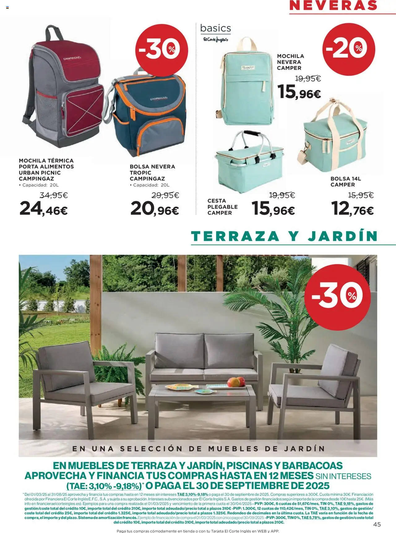 Hipercor catálogo │ válido desde el 31.07.2025 | Página: 50 | Productos: Mochila, Muebles, Nevera, Muebles de jardín