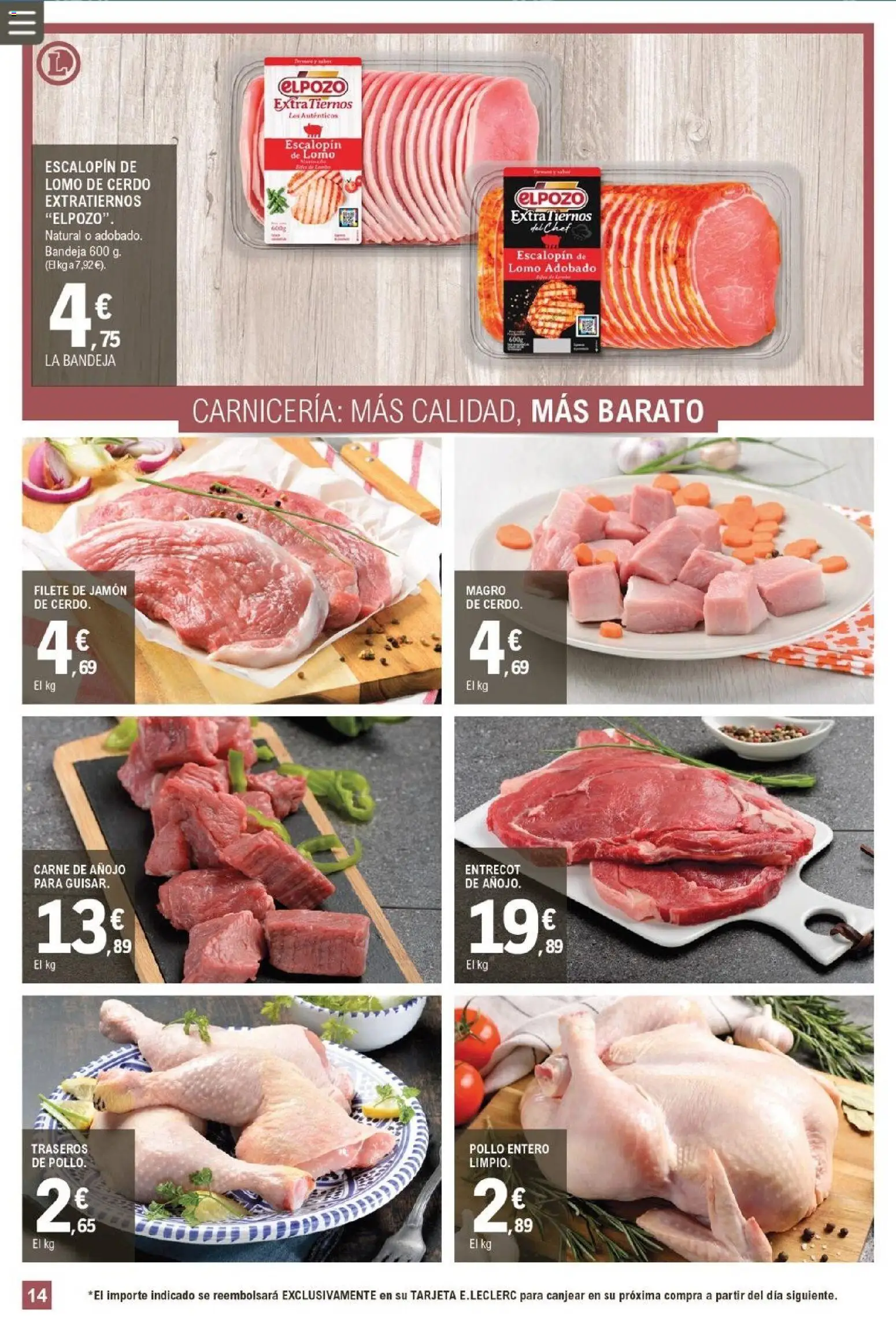 E.Leclerc folleto │ válido desde el 04.02.2026 | Página: 14 | Productos: Jamón, Cerdo, Filete, Bandeja