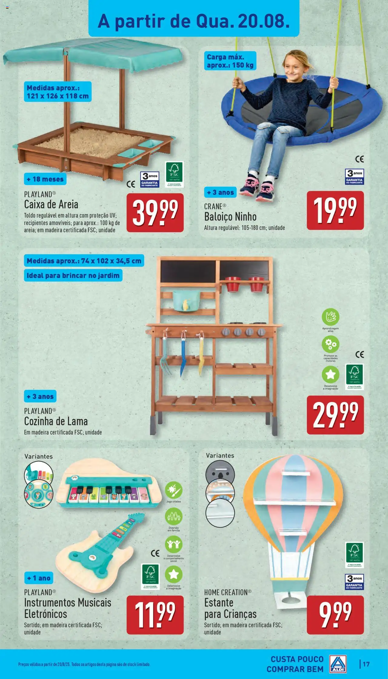 Aldi folheto │ válido de 18.08.2025 | Página: 17 | Produtos: Areia, Baloiço, Caixa