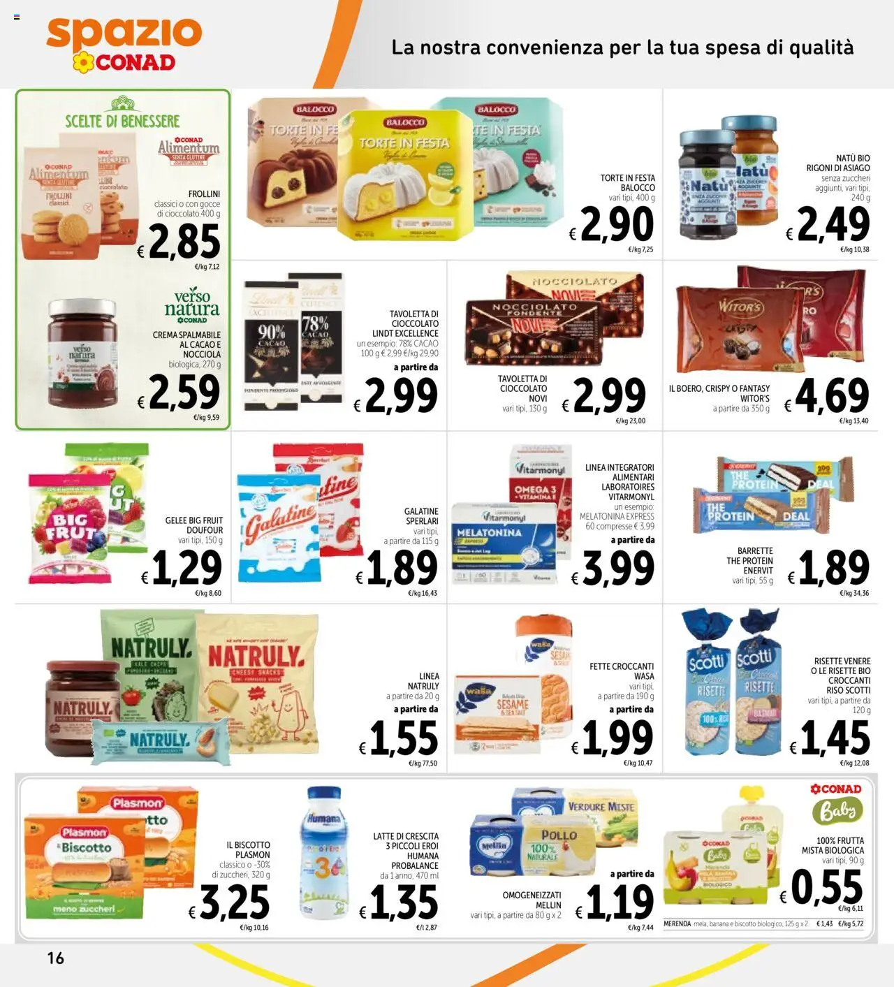 Volantino Spazio Conad del 10.10.2025 | Pagina: 16 | Prodotti: Verdure, Latte, The, Cacao