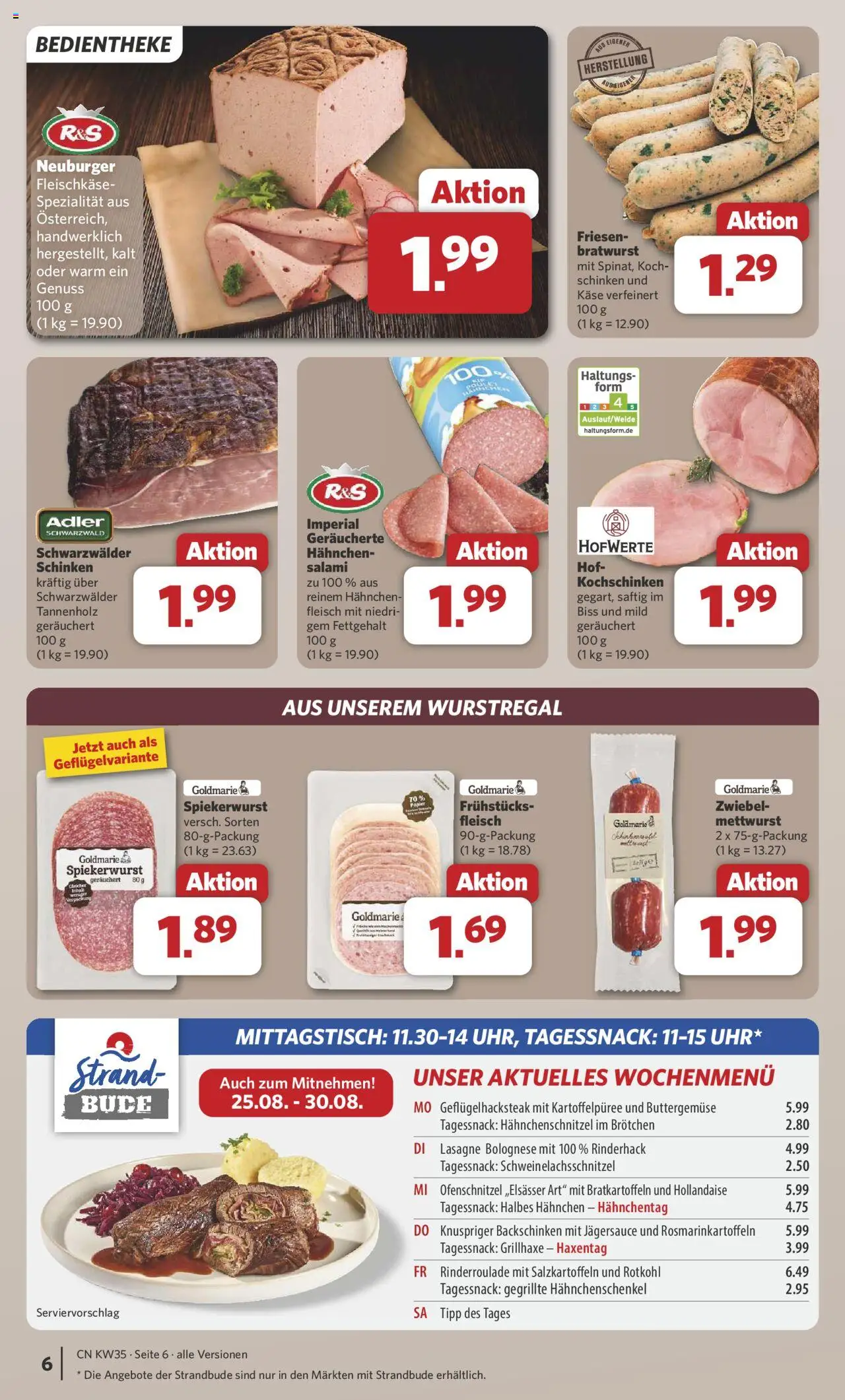 Combi Prospekt 	 - gültig ab dem 25.08.2025 | Seite: 6 | Produkte: Hahnchenschenkel, Rotkohl, Salami, Schinken