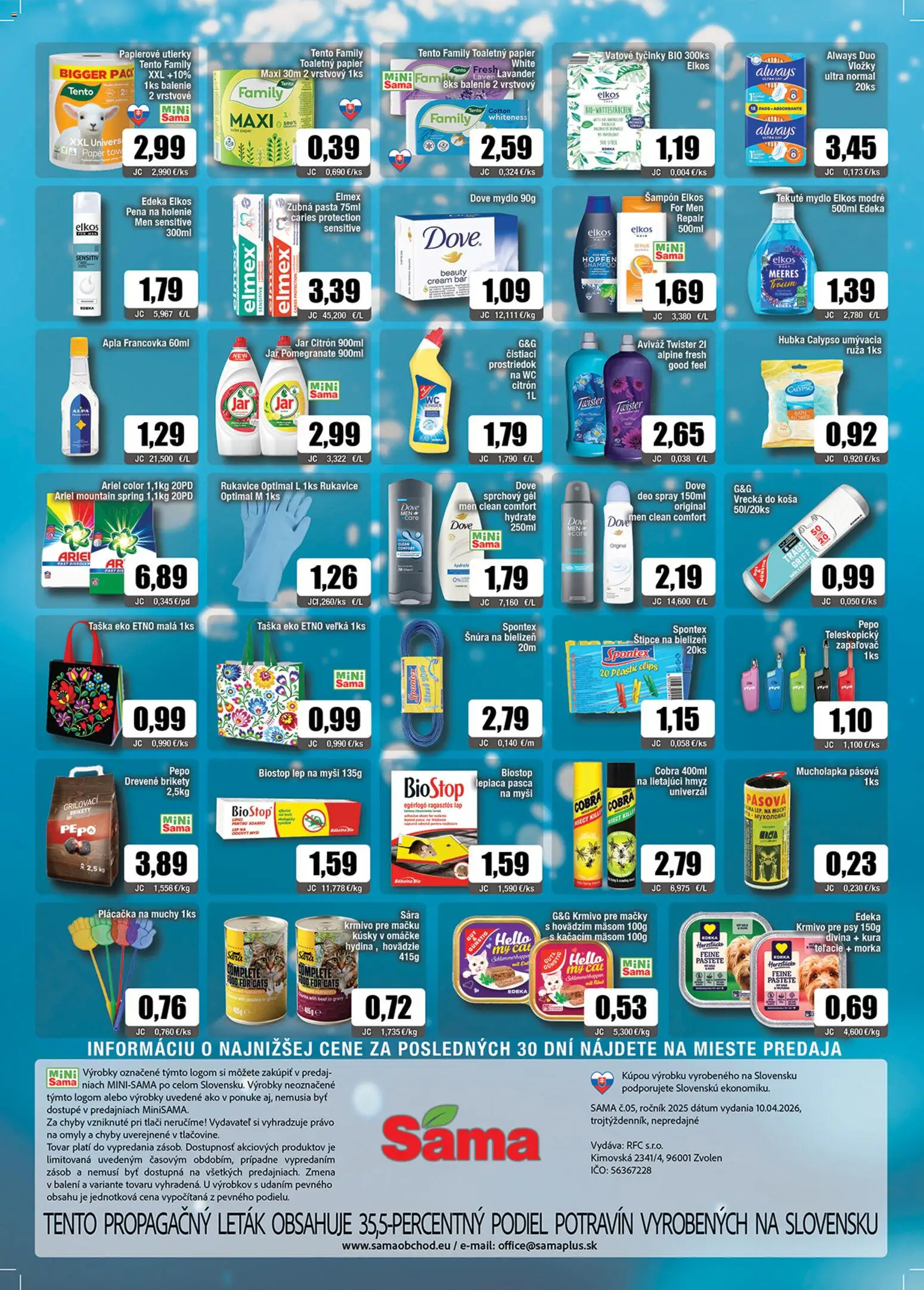 Nové Sama akcie – leták je platný od 10.04.2026 | Strana: 12 | Produkty: Aviváž, Alpa, Jar, Brikety