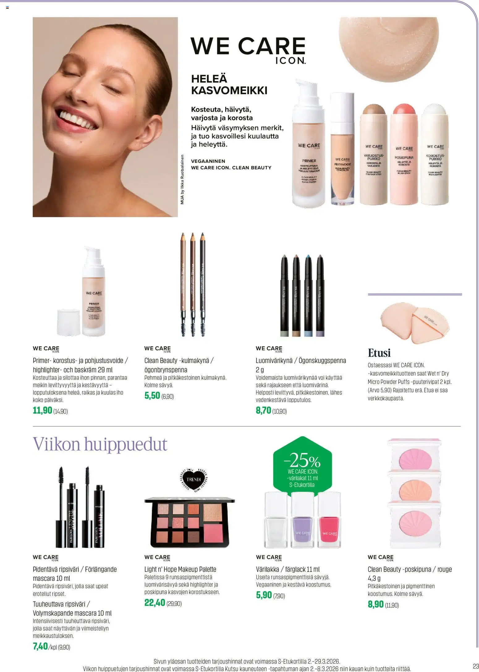 Sokos tarjoukset – voimassa 02.03.2026 alkaen | Sivu: 23 | Tuotteet: Peitevoide, Ripsiväri, Voi, Kulmakynä