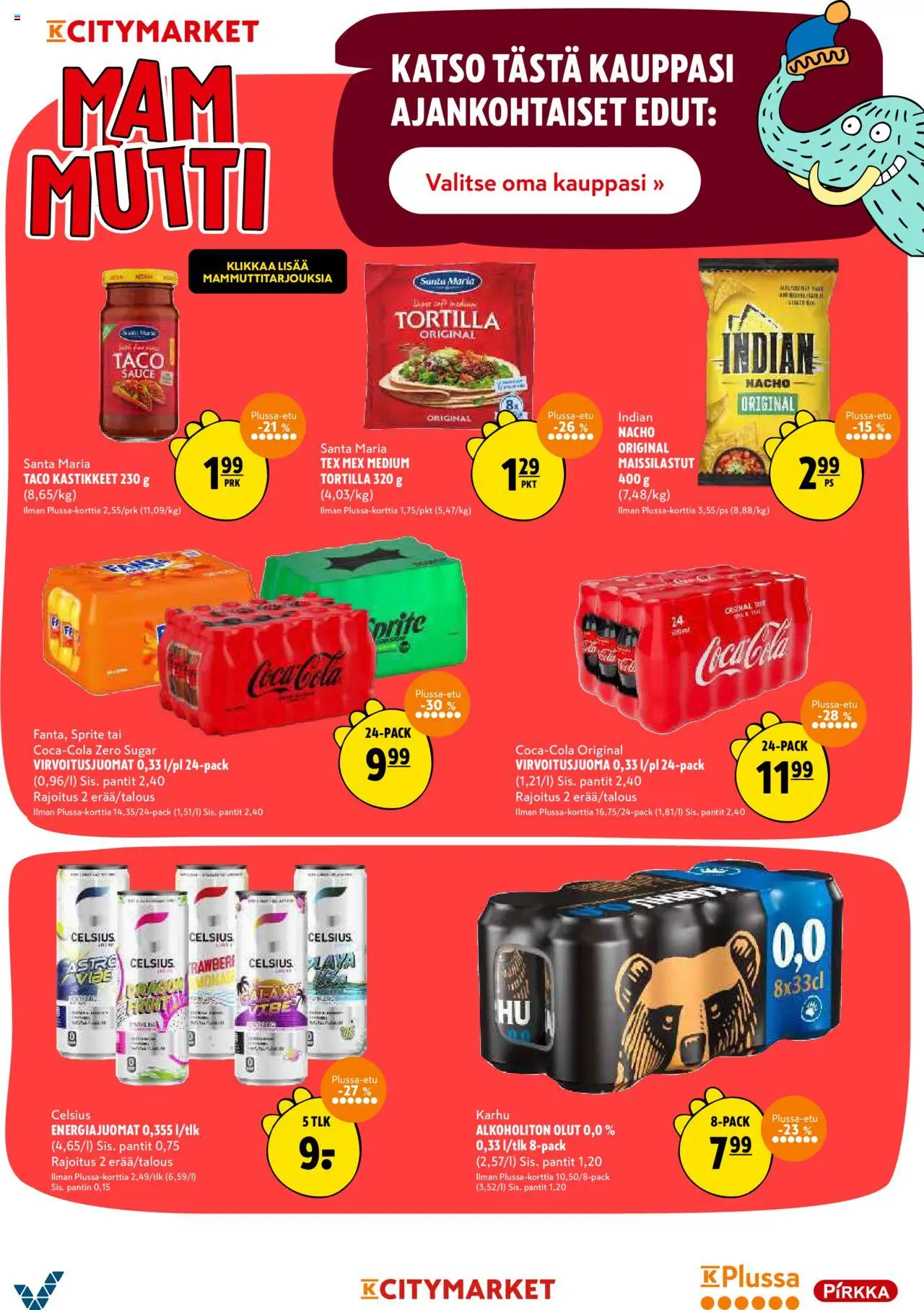 K-Citymarket tarjoukset – voimassa 09.10.2025 alkaen | Sivu: 20 | Tuotteet: Virvoitusjuomat, Sprite, Olut, Tortilla