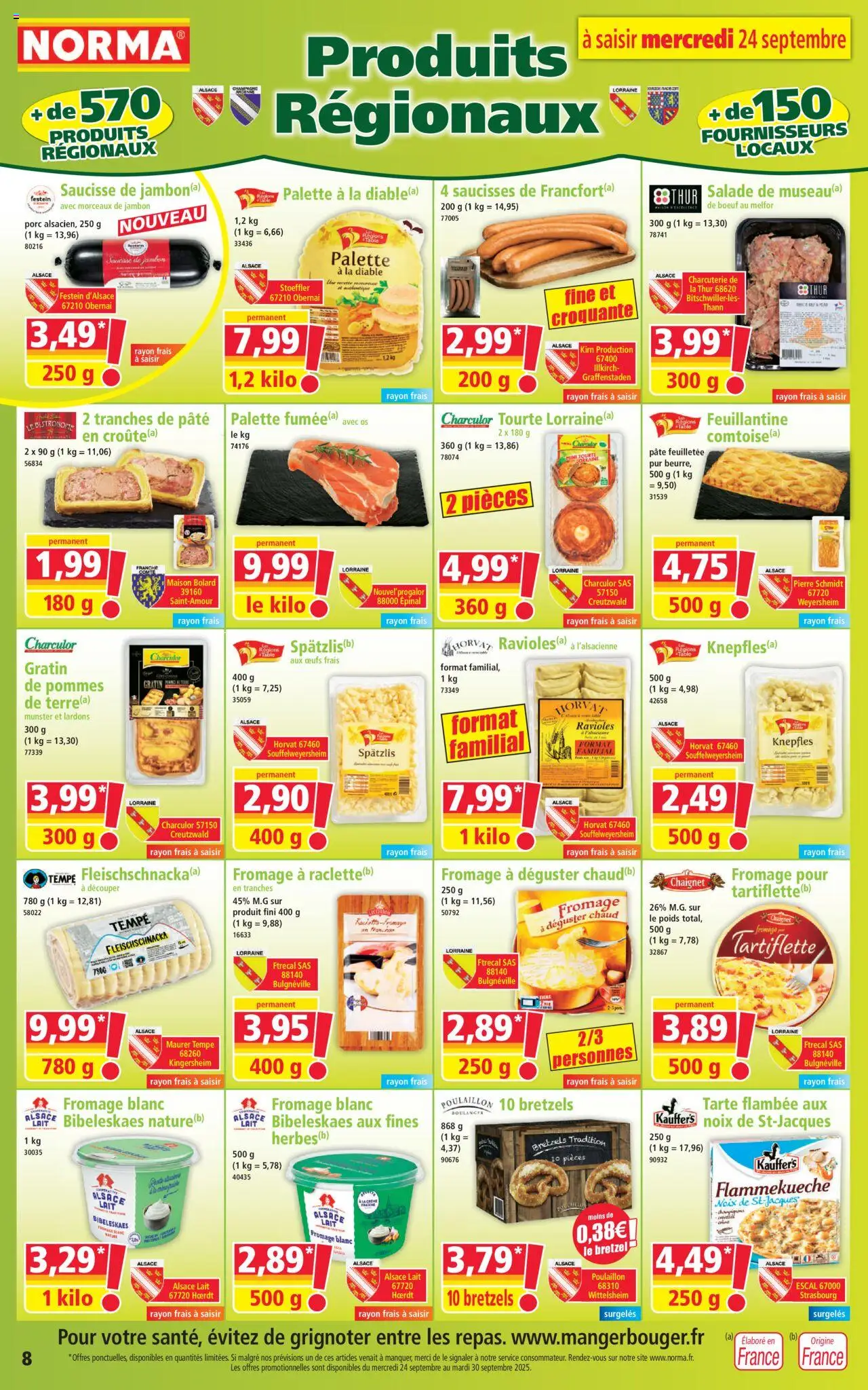  | Page: 8 | Produits: Palette à la diable, Pâte feuilletée, Tartiflette, Saucisse