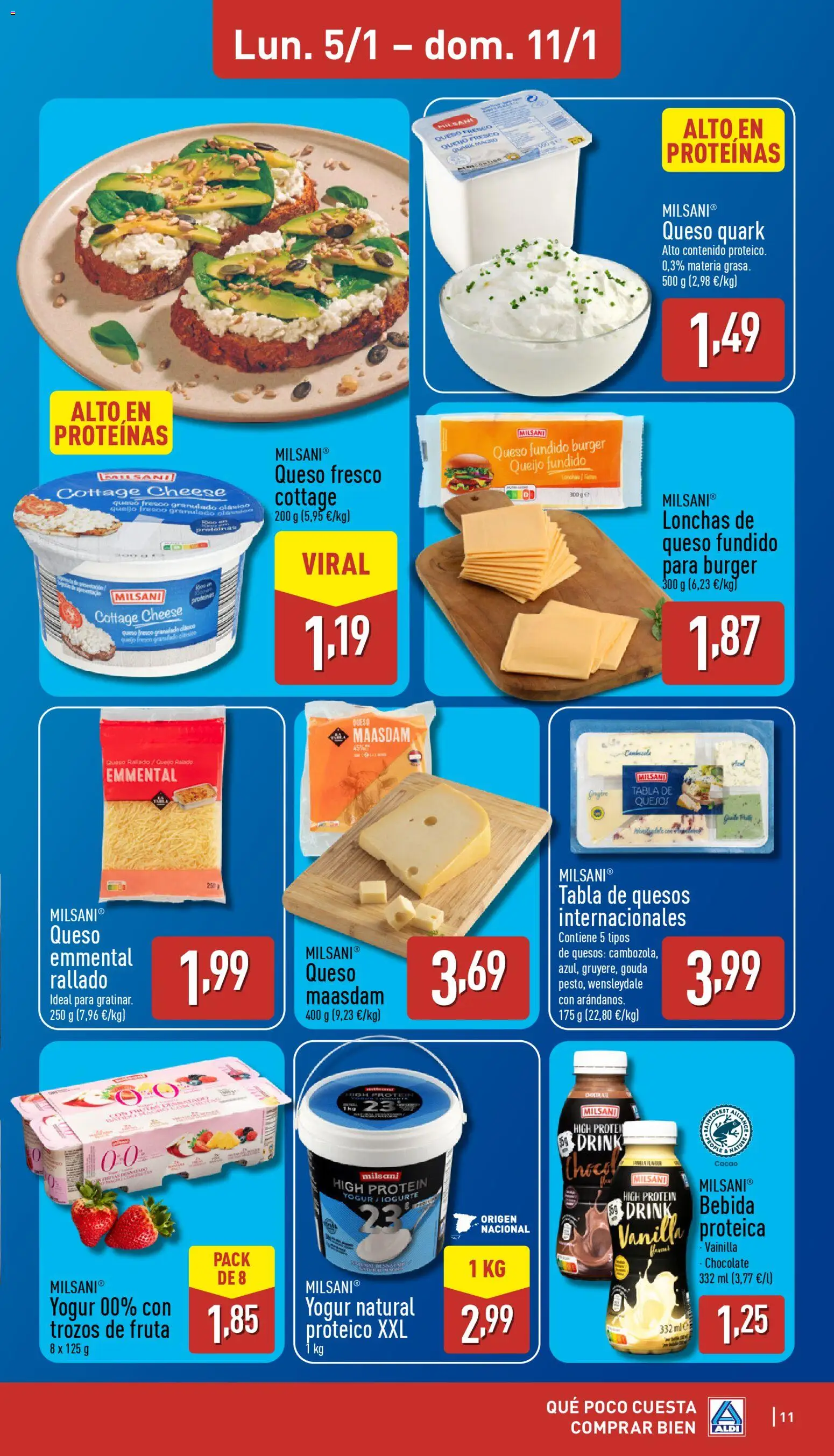Aldi folleto Península │ válido desde el 05.01.2026 | Página: 11 | Productos: Yogur, Chocolate, Queso fresco, Queso rallado