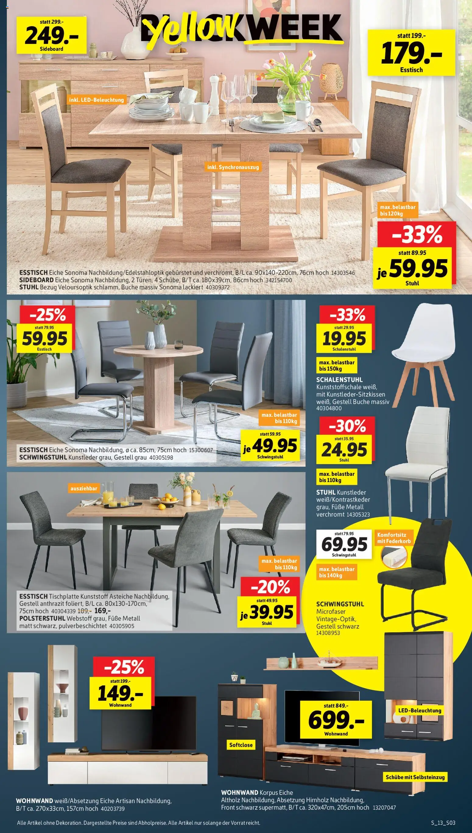 Sconto - Black Friday – gültig ab 24.11.2025 | Seite: 3 | Produkte: Sideboard, Wohnwand, Esstisch, Stuhl
