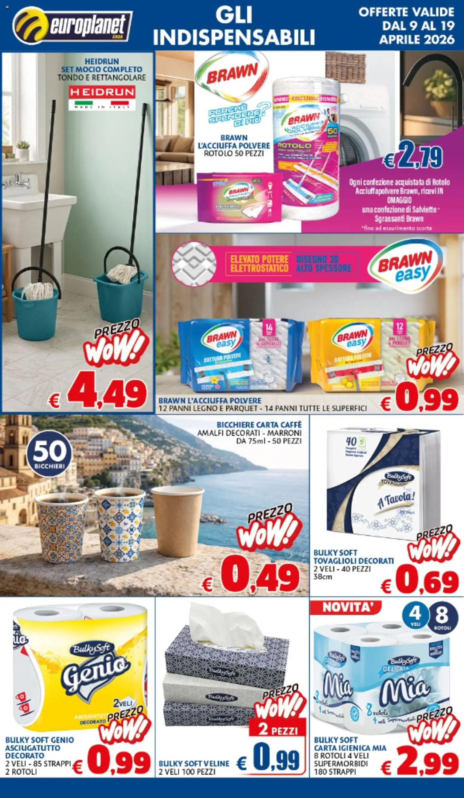 Volantino Europlanet Casa del 09.04.2026 | Pagina: 8 | Prodotti: Carta igienica, Caffè, Veline, Mocio
