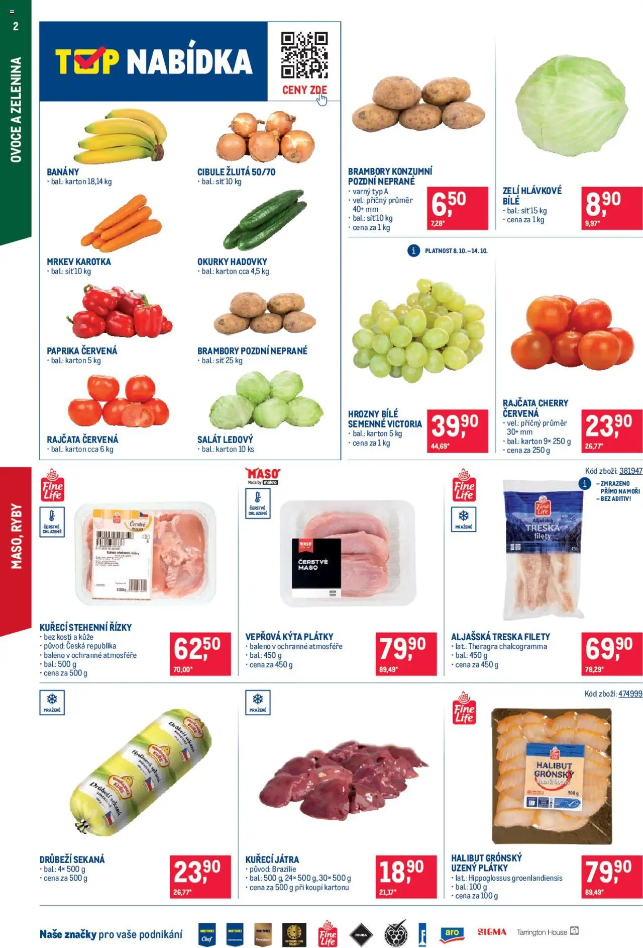 Makro leták - Maloobchod od 08.10.2025 | Strana: 2 | Produkty: Ovoce, Kuřecí stehenní řízky, Paprika červená, Maso