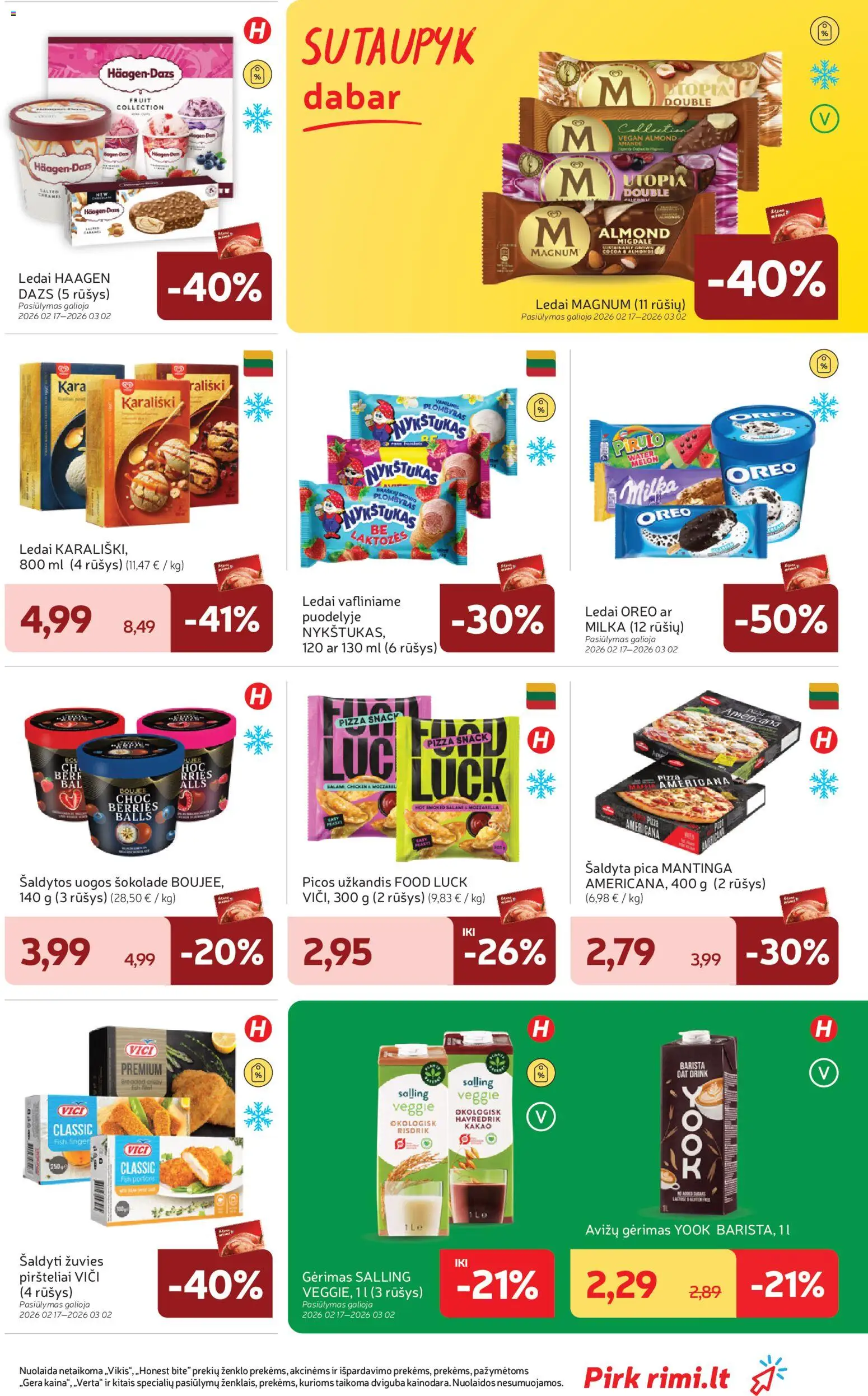 Rimi akcijos nuo 24.02.2026 | Puslapis: 17 | Prekių: Ledai, Plombyras, Pica