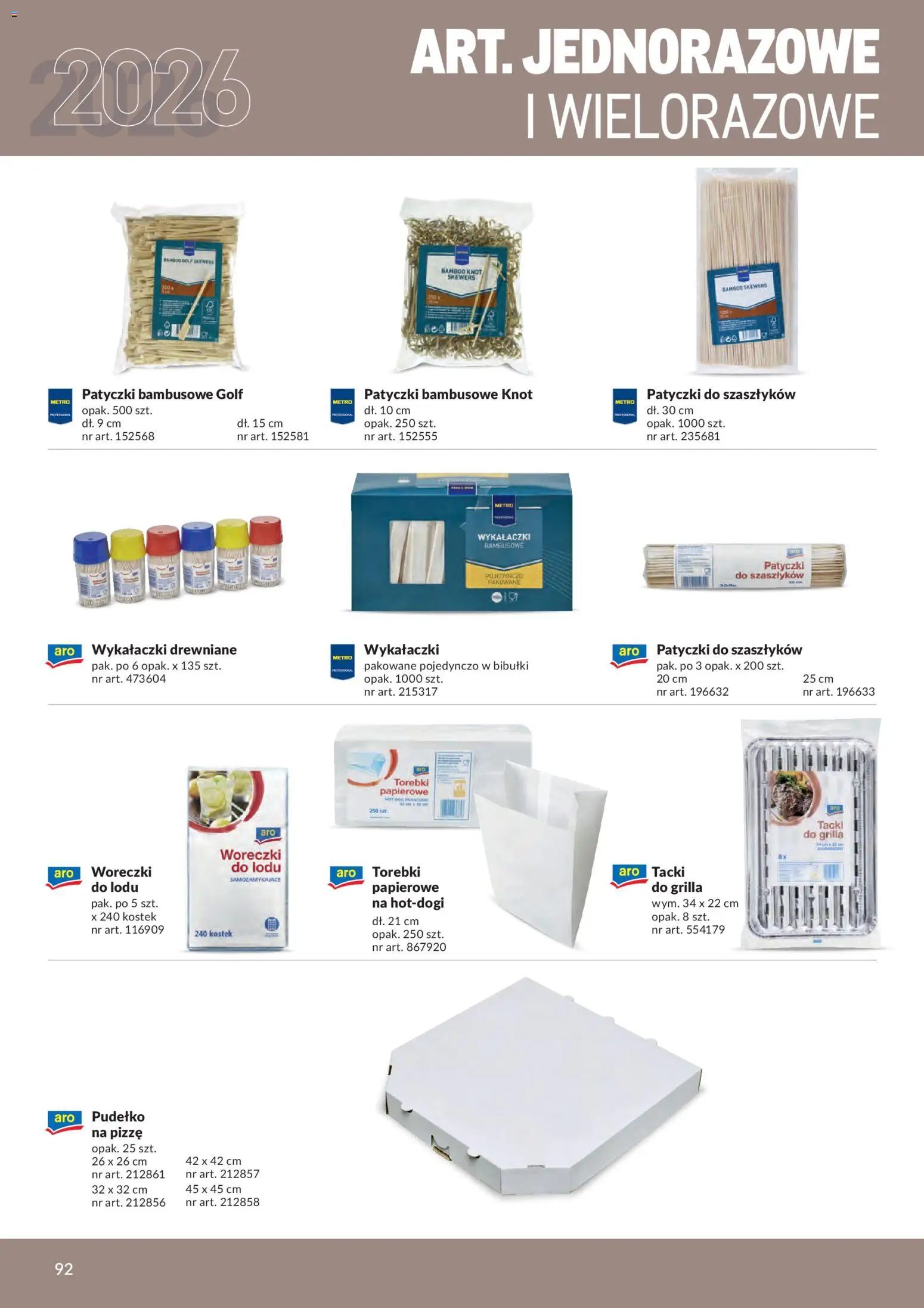 Makro gazetka - Produktów marek własnych dla profesjonalnej Gastronomii od 01.03.2026 | Strona: 92 | Produkty: Patyczki do szaszłyków, Pudełko, Woreczki do lodu, Torebki