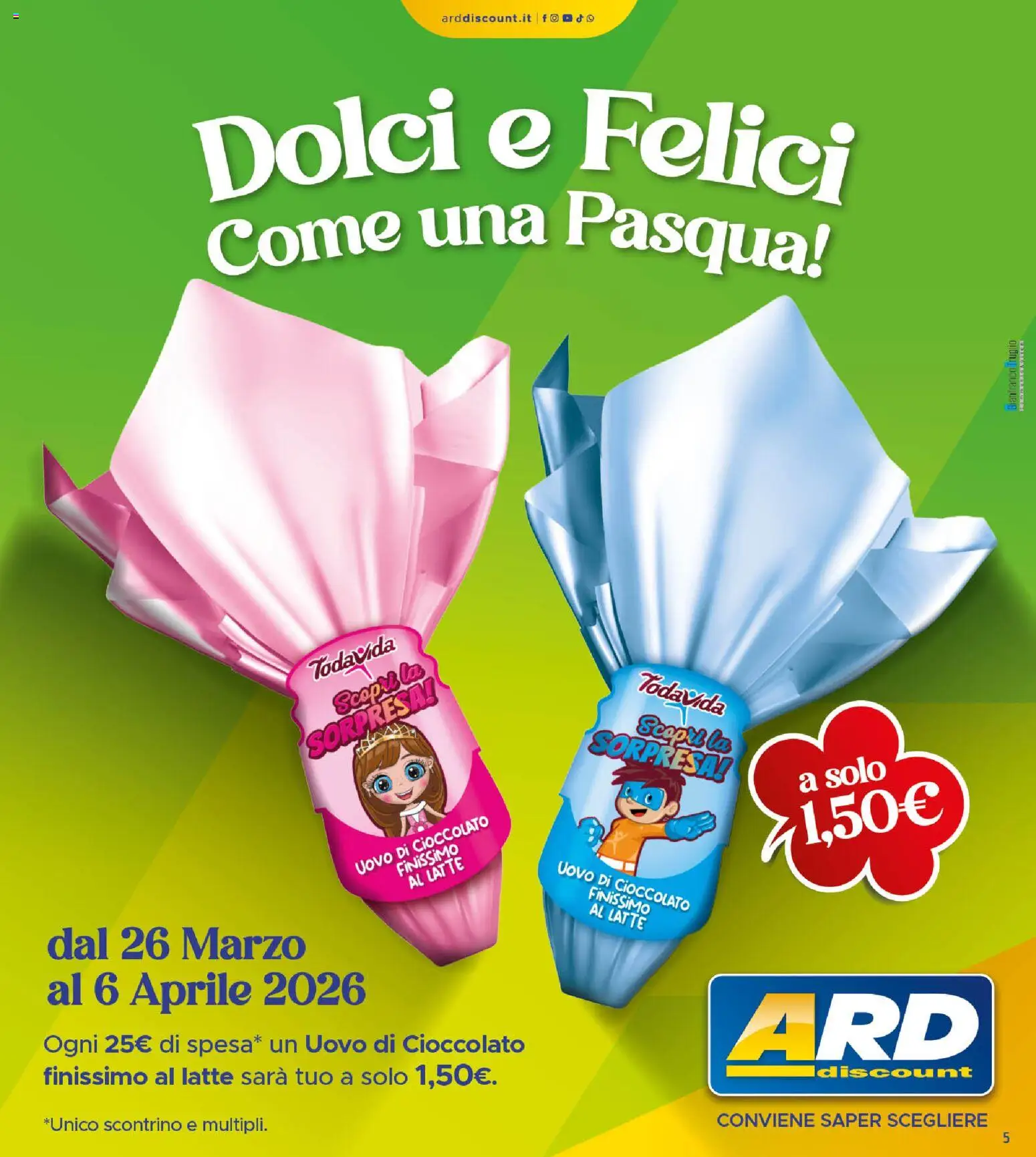 Volantino ARD Discount del 24.03.2026 | Pagina: 5 | Prodotti: Cioccolato, Latte