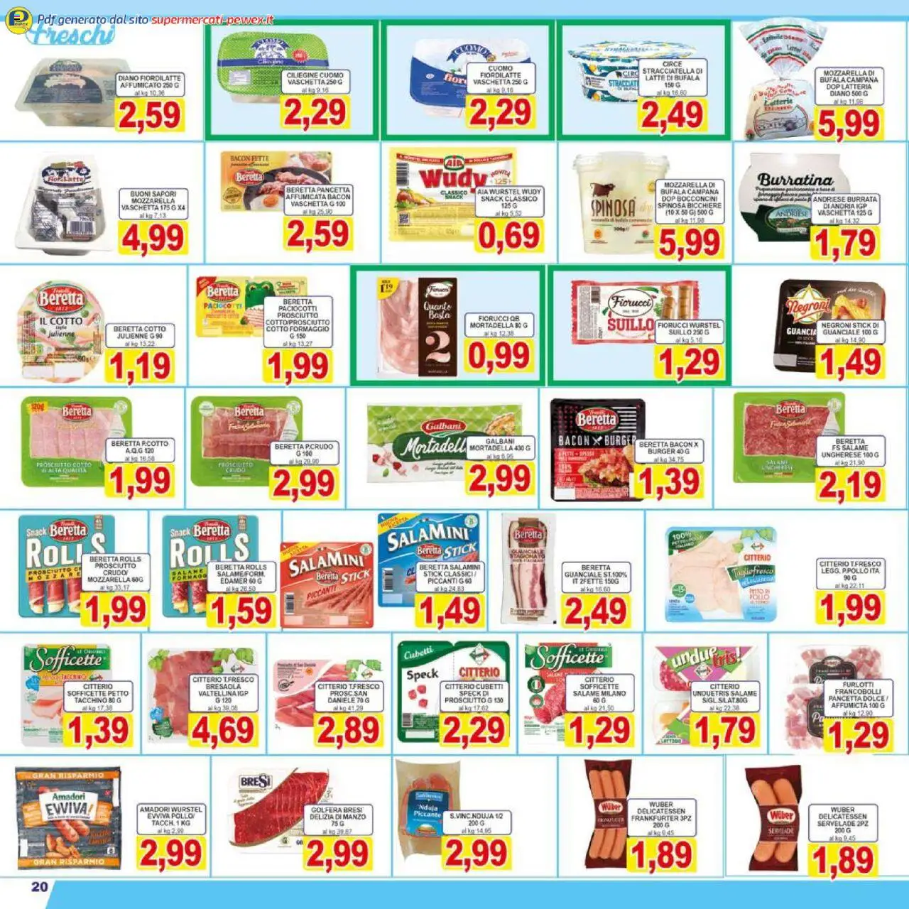 Volantino Pewex del 17.10.2025 | Pagina: 20 | Prodotti: Pollo, Pancetta, Latte, Guanciale