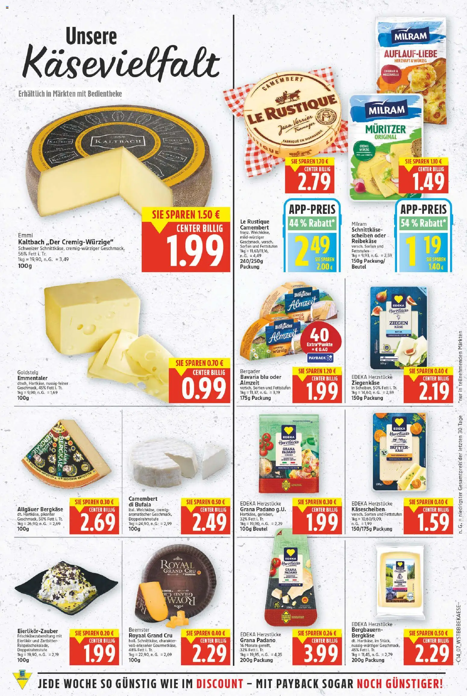 E center Prospekt 	 – gültig ab 30.03.2026 | Seite: 7 | Produkte: Butter, Käse, Ziegenkäse, Milram