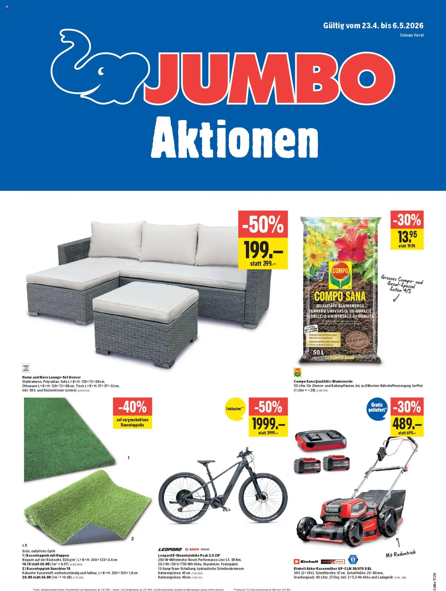 Jumbo aktionen – gültig ab 23.04.2026 | Seite: 1 | Produkte: Tisch, Sofa, Ladegerät, Creme