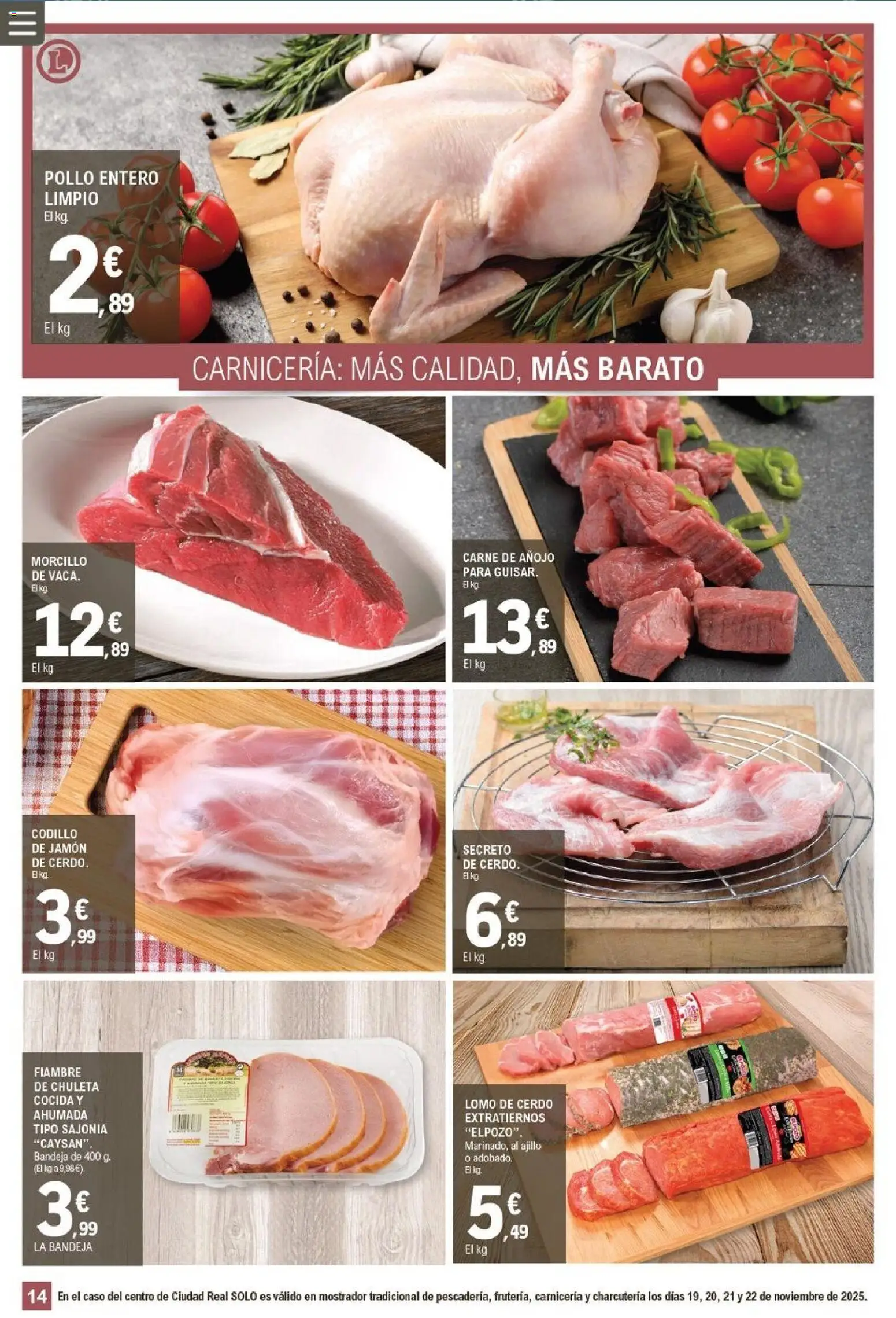 E.Leclerc folleto │ válido desde el 19.11.2025 | Página: 14 | Productos: Jamón, Cerdo, Bandeja
