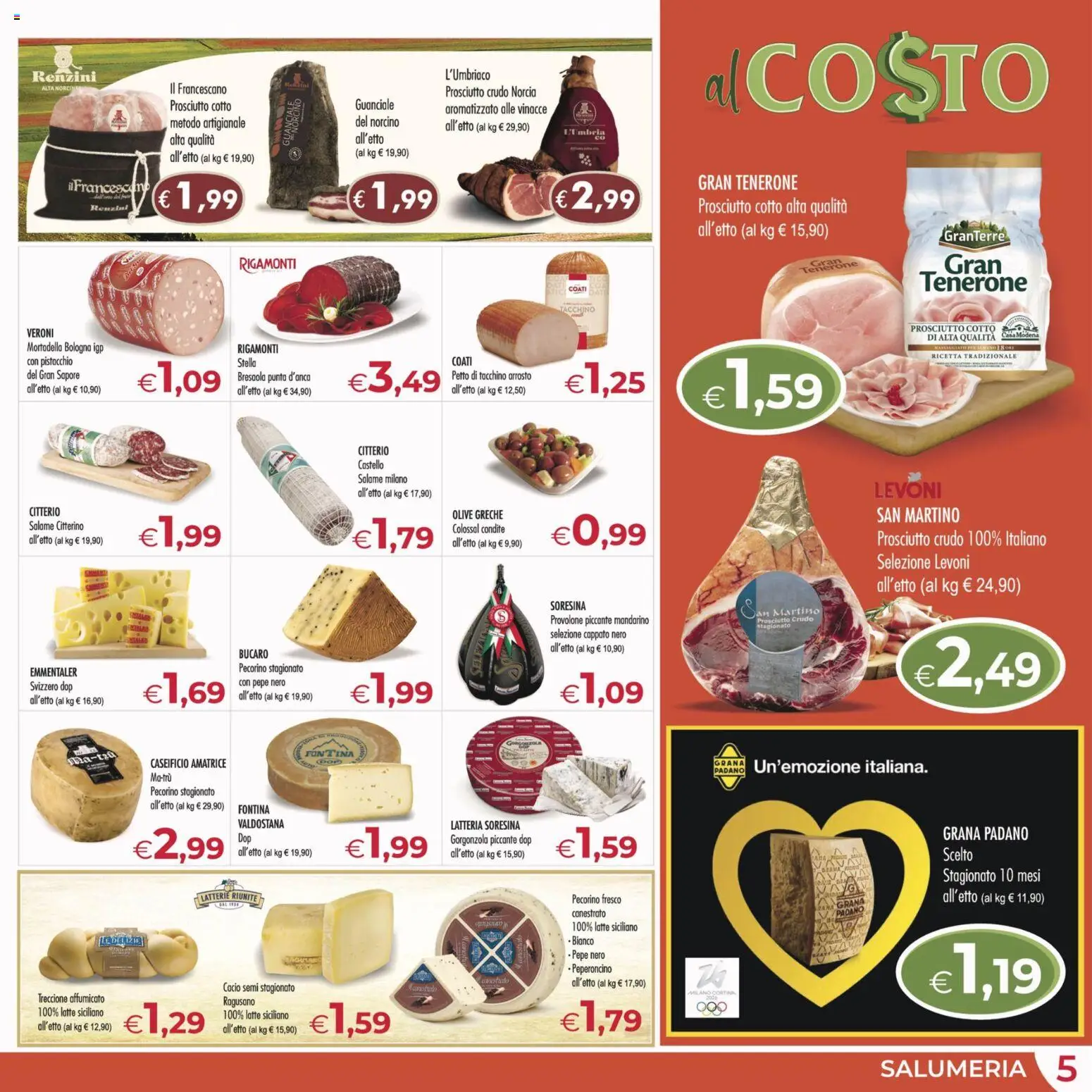 Volantino MerSi Supermercati del 18.02.2026 | Pagina: 5 | Prodotti: Provolone, Latte, Pecorino, Guanciale