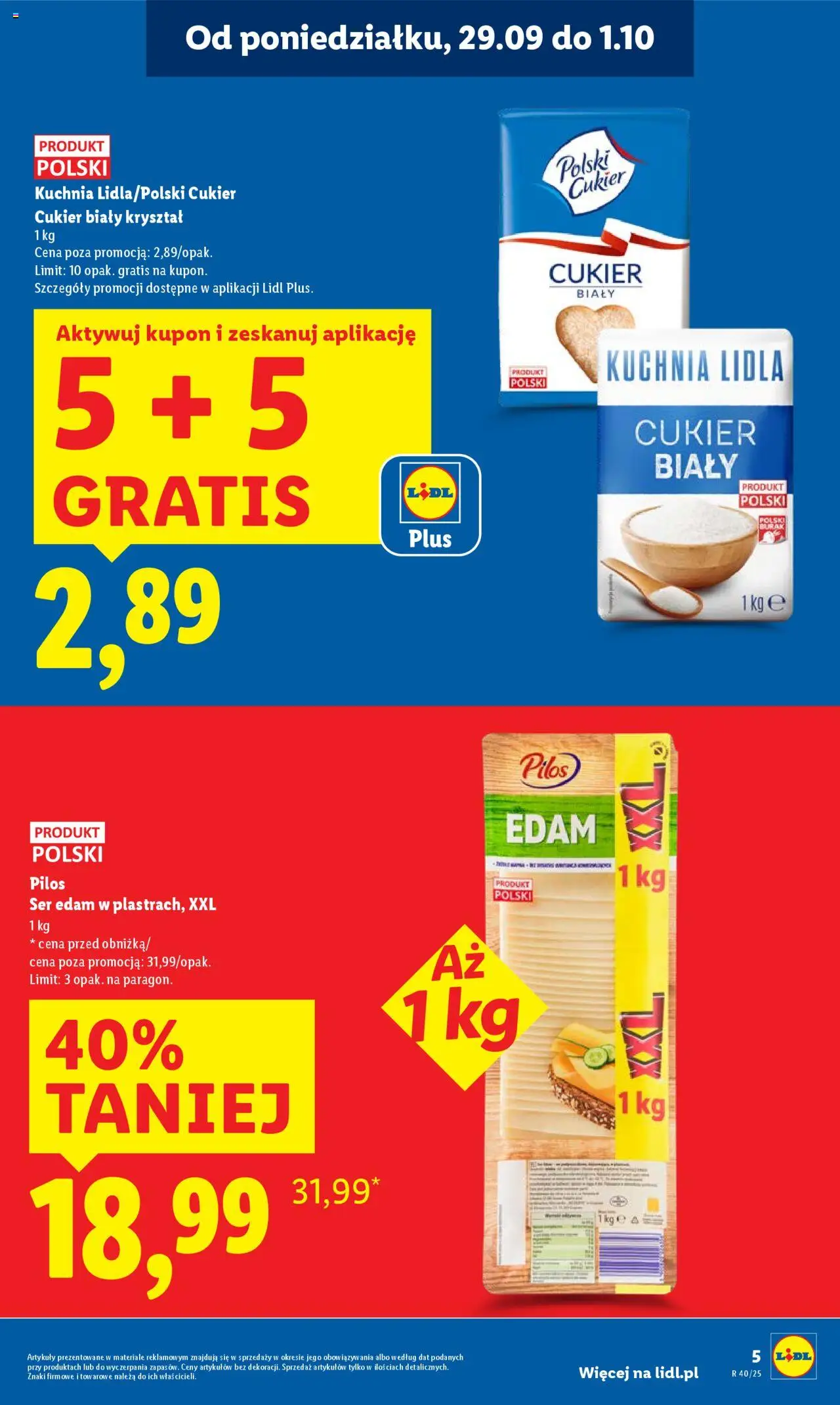 Lidl Gazetka od 29.09.2025 | Strona: 5 | Produkty: Burak, Cukier biały, Ser, Cukier