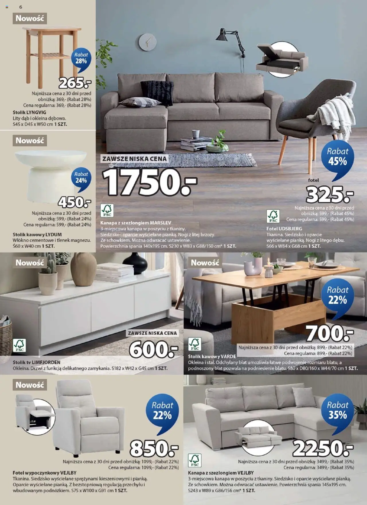 JYSK Gazetka od 13.08.2025 | Strona: 6 | Produkty: Fotel, Kanapa, Stolik kawowy