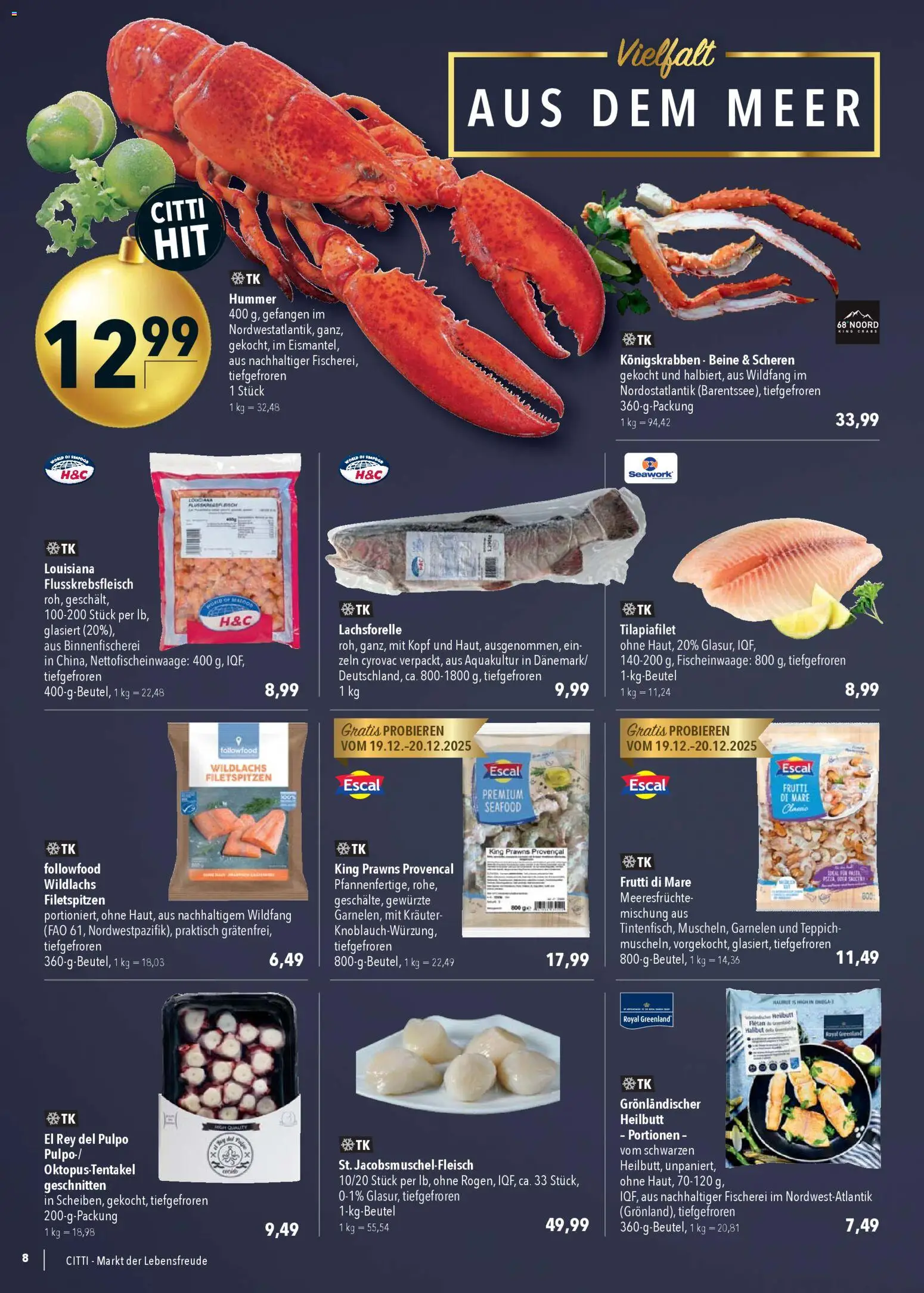 CITTI Markt Prospekt 	 – gültig ab 17.12.2025 | Seite: 8 | Produkte: Teppich, Garnelen, Meeresfrüchte