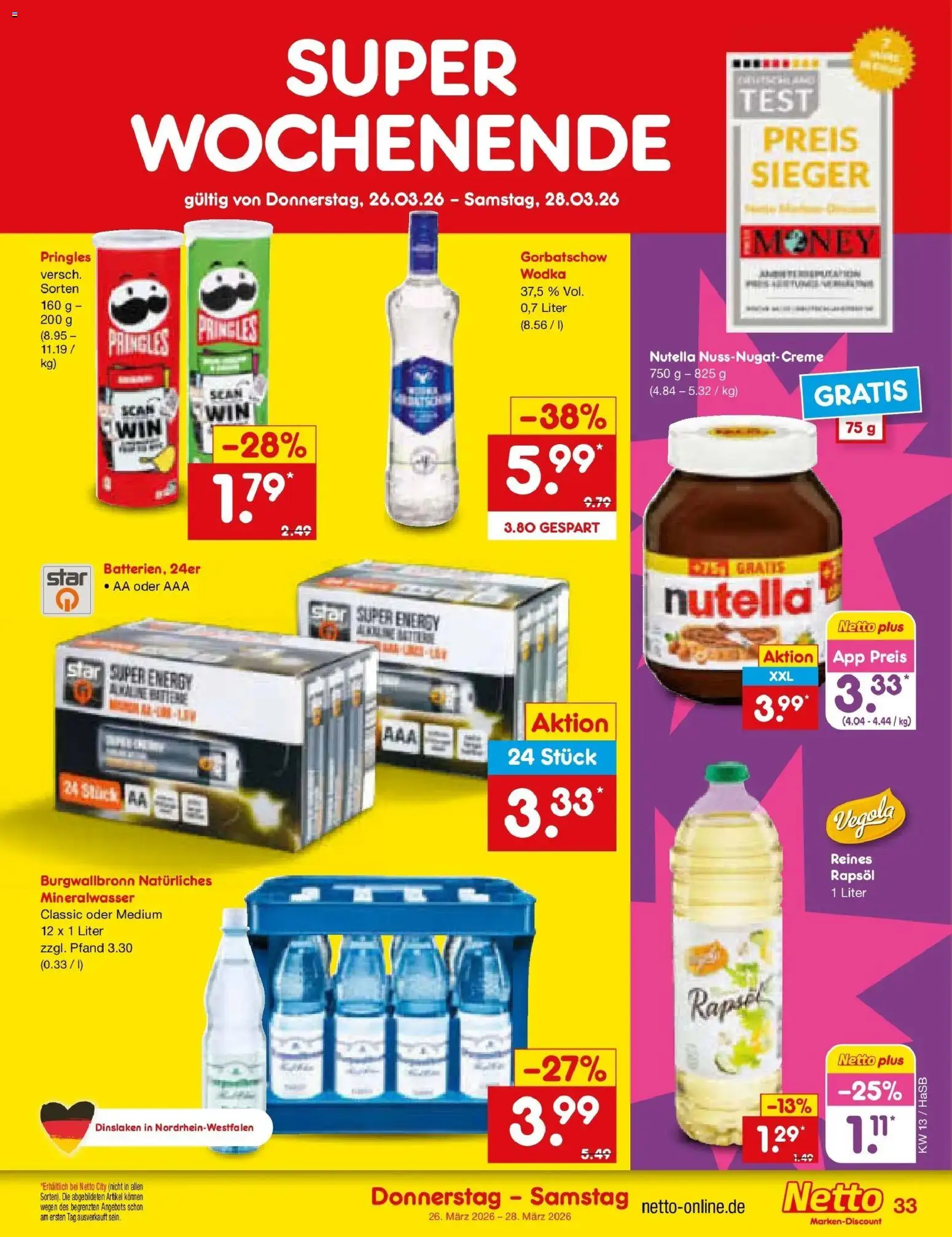 Netto Marken-Discount Prospekt Wuppertal	 – gültig ab 23.03.2026 | Seite: 47 | Produkte: Energy, Rapsöl, Nutella, Wodka