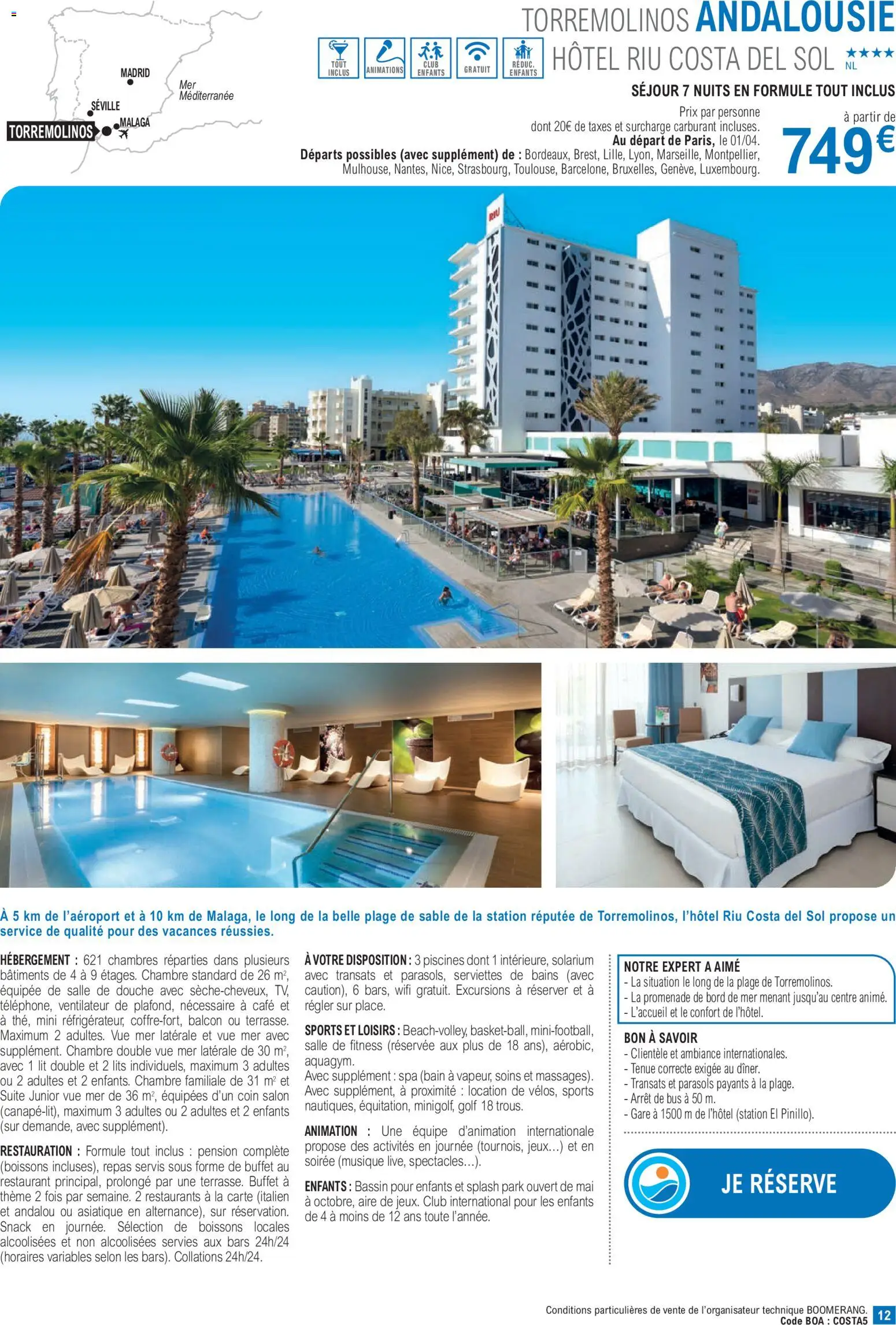 {H1} | Page: 12 | Produits: Lit, Douche, Café, Jeux