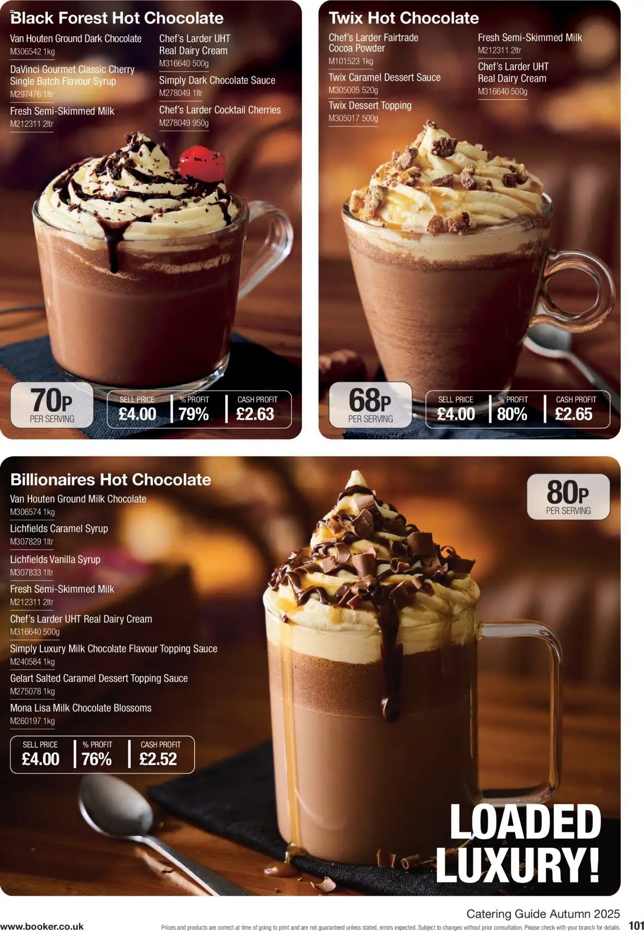{H1} | Page: 101 | Products: Sauce, Powder, Milk, Chocolate