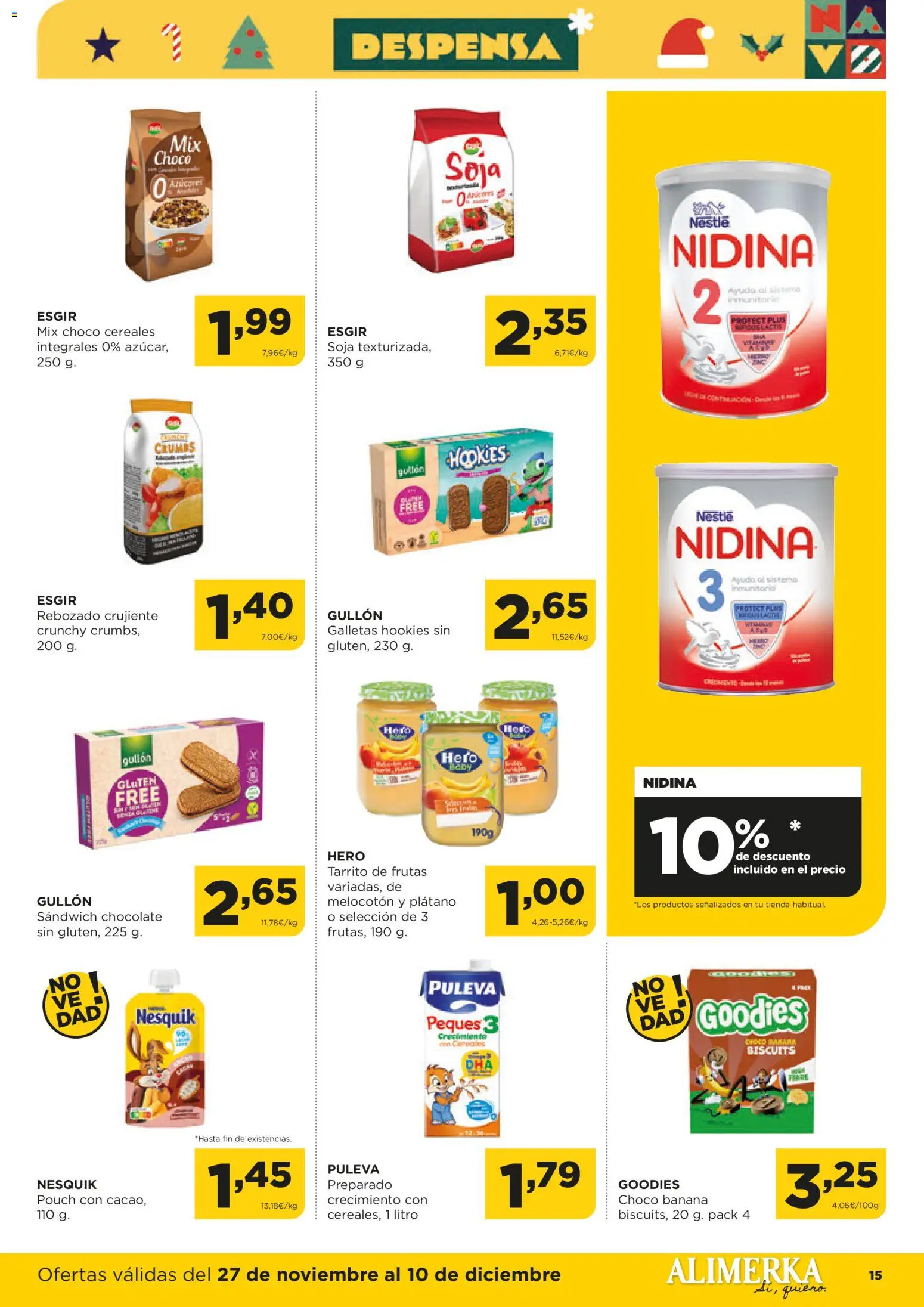 Alimerka folleto Asturias │ válido desde el 27.11.2025 | Página: 15 | Productos: Chocolate, Cereales, Galletas