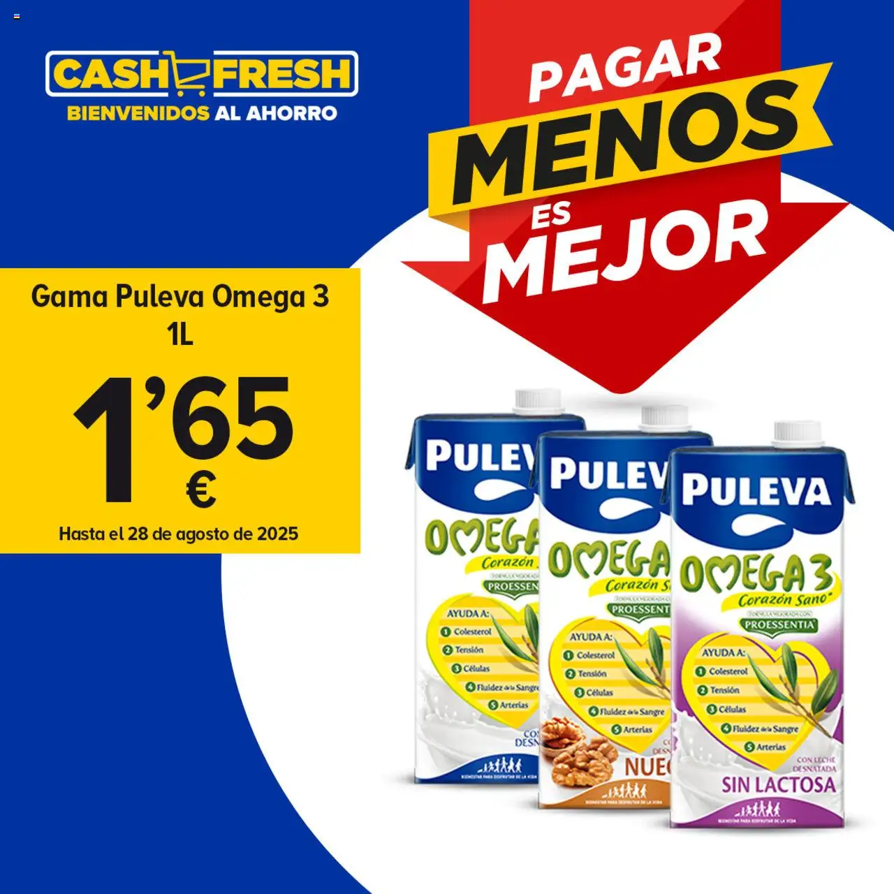 Cash Fresh folleto │ válido desde el 26.08.2025 | Página: 1 | Productos: Leche desnatada, Δοχείο φοντί, Leche