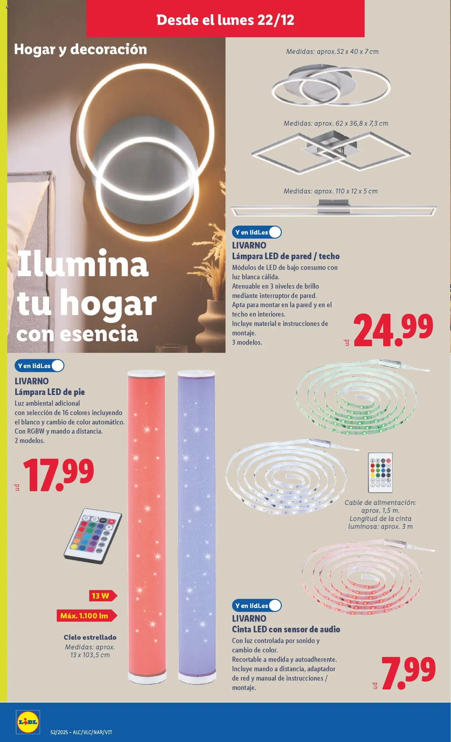 Lidl folleto de bazar │ válido desde el 22.12.2025 | Página: 22 | Productos: Audio, Cable, Adaptador, Lámpara