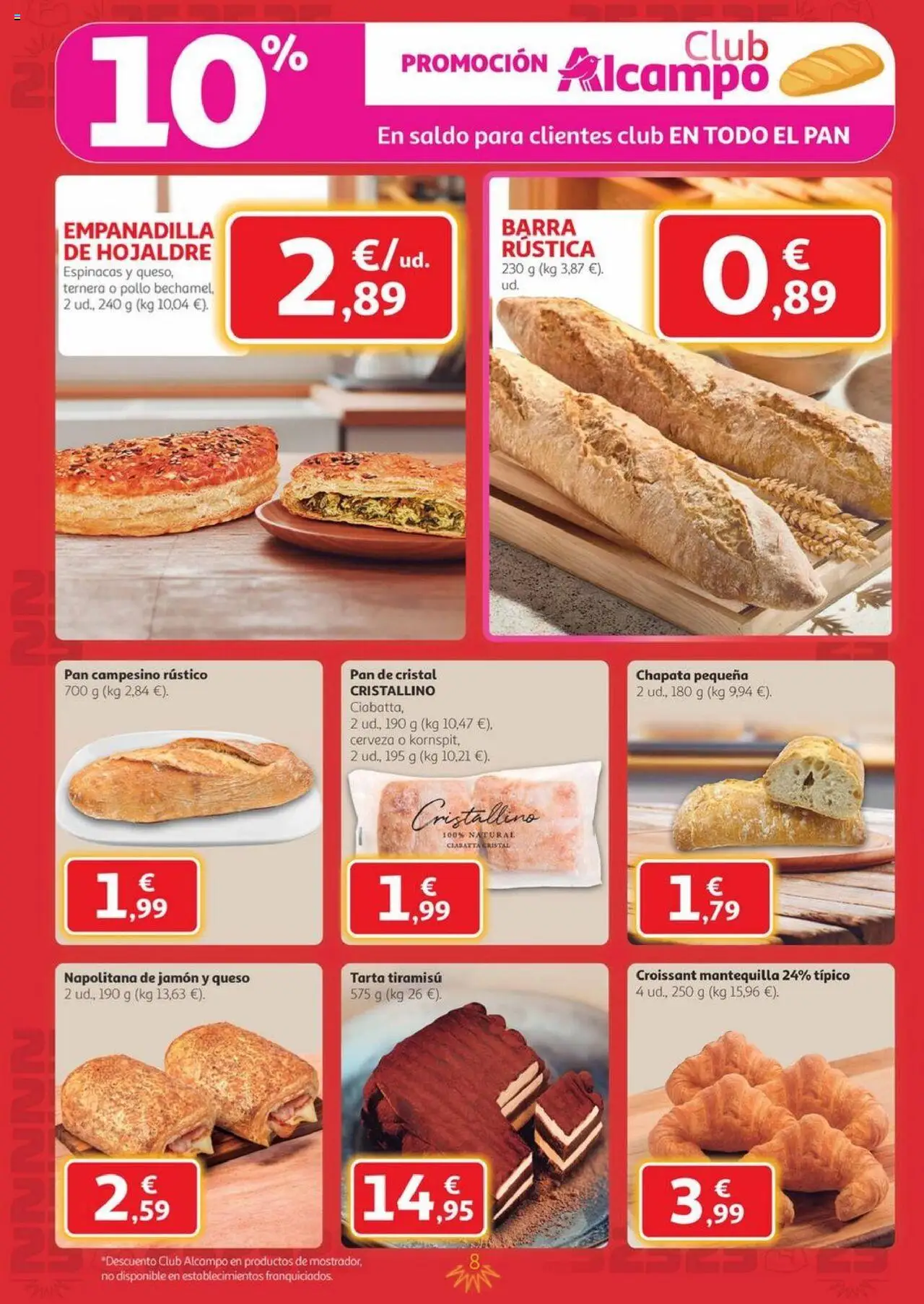 Alcampo - Canarias │ válido desde el 25.09.2025 | Página: 8 | Productos: Pan, Jamón, Croissant, Πορσελάνη