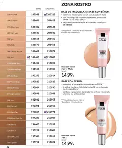 Vista previa BASE DE MAQUILLAJE MATE CON SÉRUM, cobertura media-ligera con un suave acabado mate, con Tecnología de Sérum Multipéptido, protección frente a la luz azul y SPF30, mejora visiblemente la piel al instante y con el paso del tiempo válido desde el 01.12.2025 | Página: 82