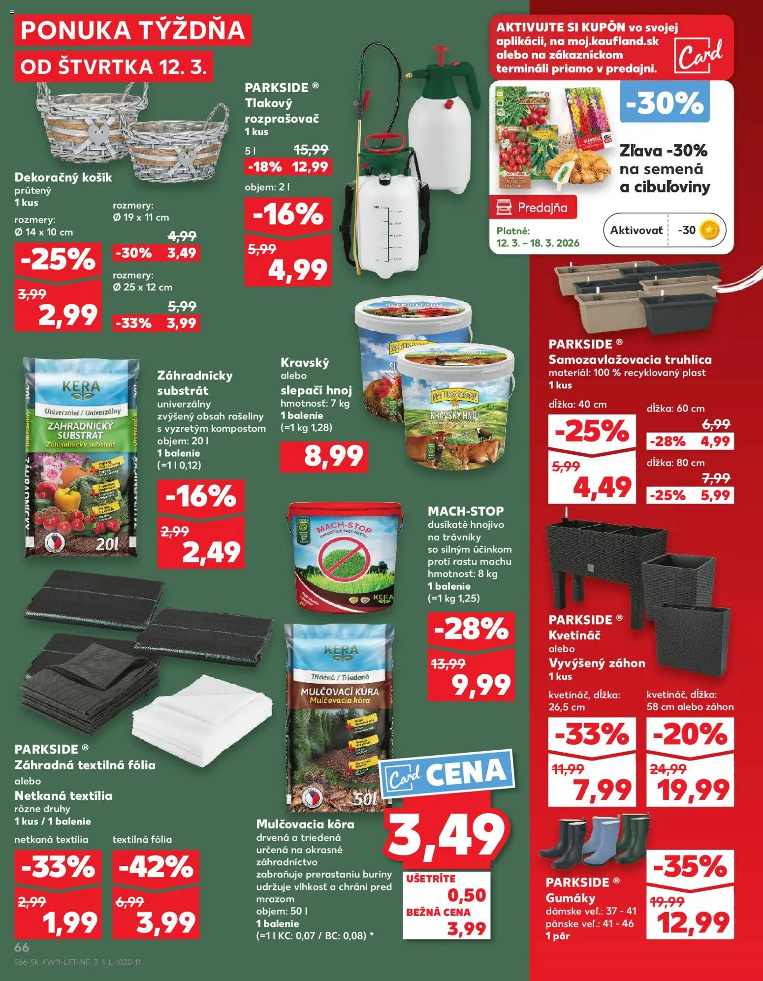 Nové Kaufland akcie – leták je platný od 12.03.2026 | Strana: 66 | Produkty: Vyvýšený záhon, Parkside, Mulčovacia kôra
