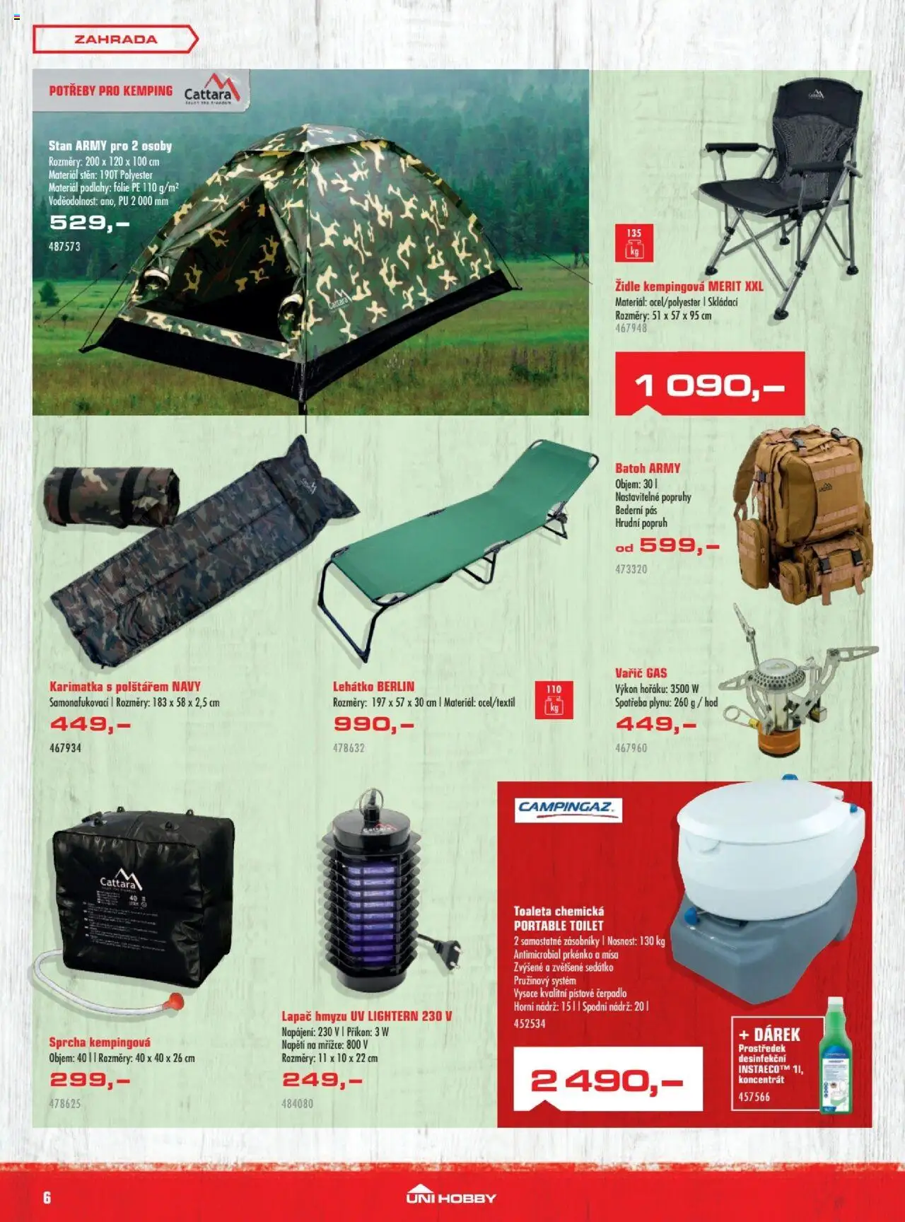 Uni Hobby leták od 28.05.2025 | Strana: 6 | Produkty: Bederní pás, Karimatka, Prkénko, Stan