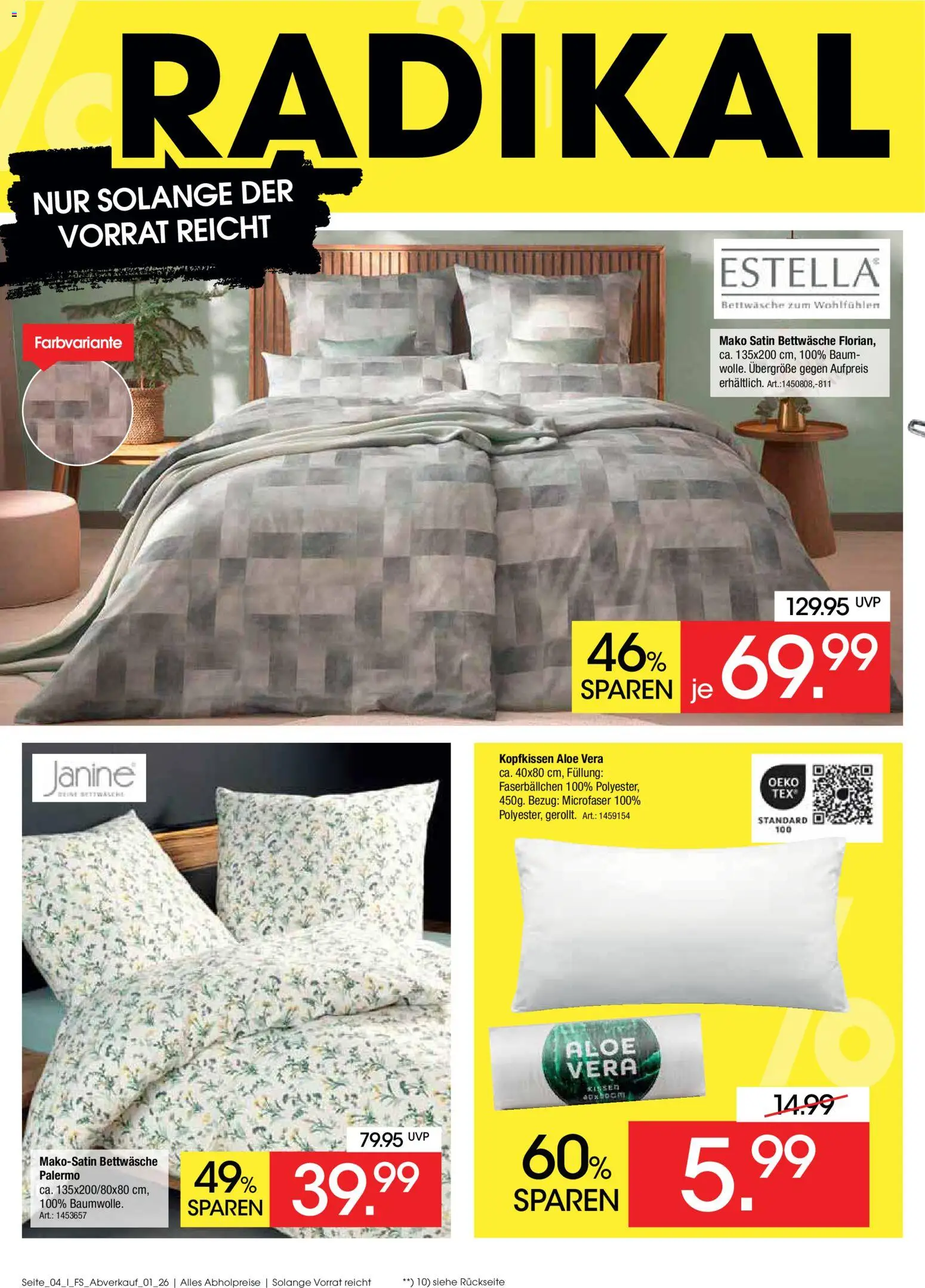 Zurbrüggen Abverkauf Fachsortimente – gültig ab 16.03.2026 | Seite: 4 | Produkte: Bettwäsche, Kopfkissen