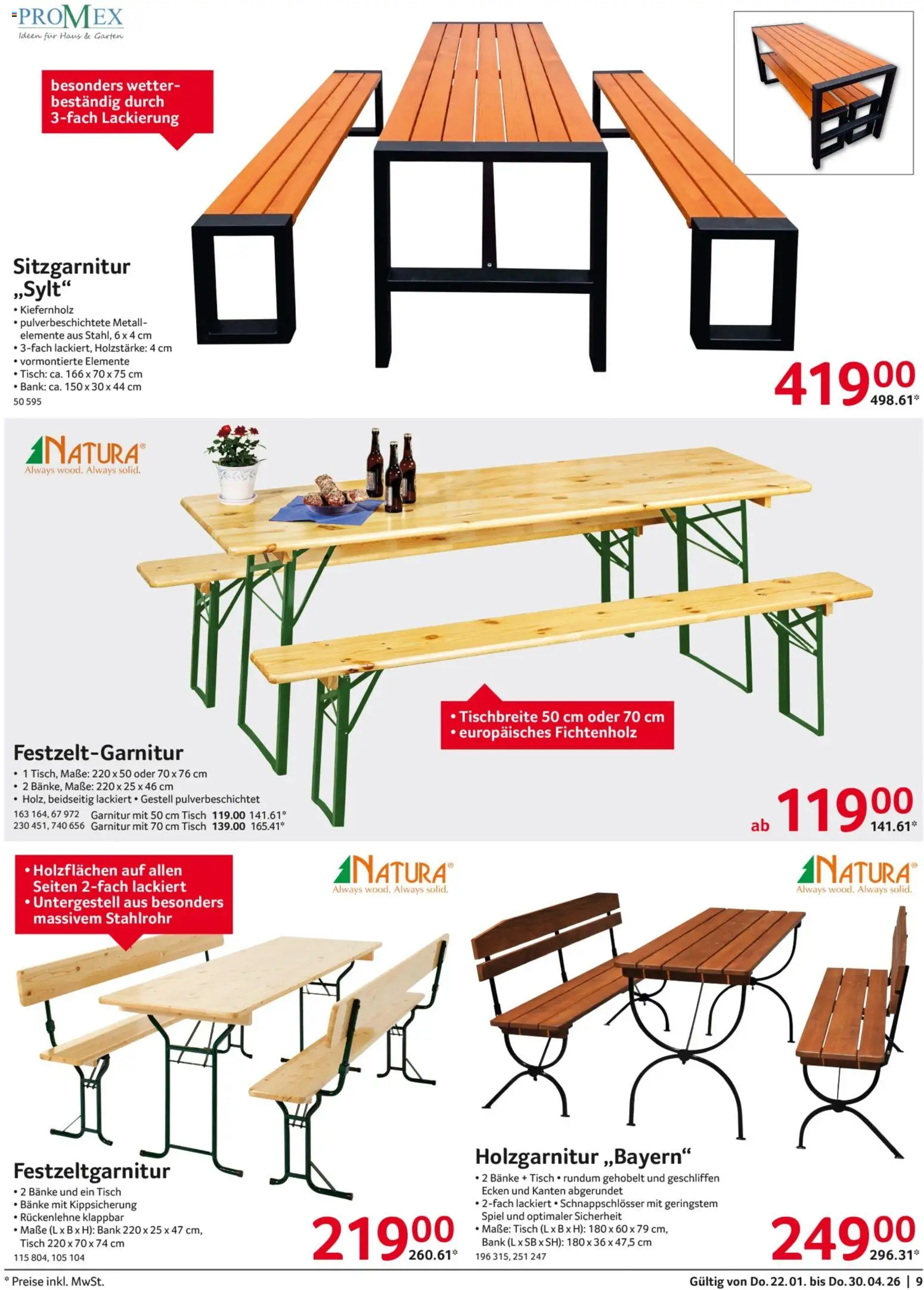 Selgros Außengastronomie – gültig ab 22.01.2026 | Seite: 9 | Produkte: Spiel, Sitzgarnitur, Tisch