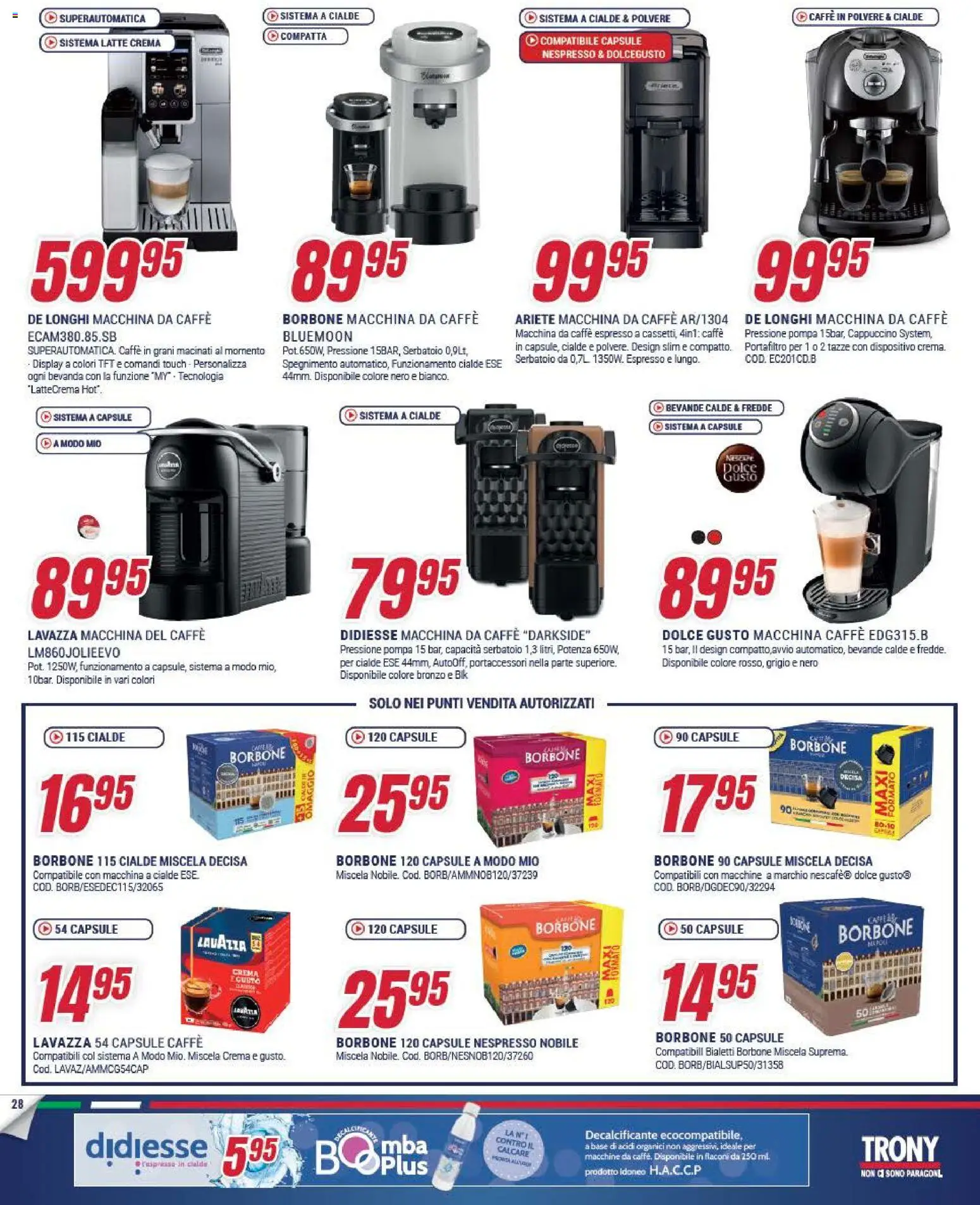 Volantino Trony del 15.01.2026 | Pagina: 28 | Prodotti: Crema, Macchina da caffe, Latte, Lavazza
